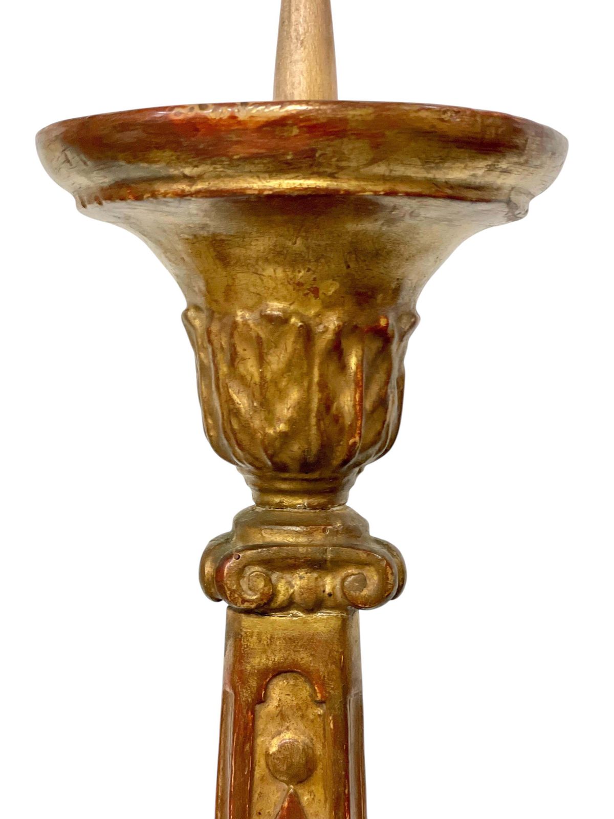 18th Century Italian Giltwood Pricket Candlestick, Circa 1760 photo vintage