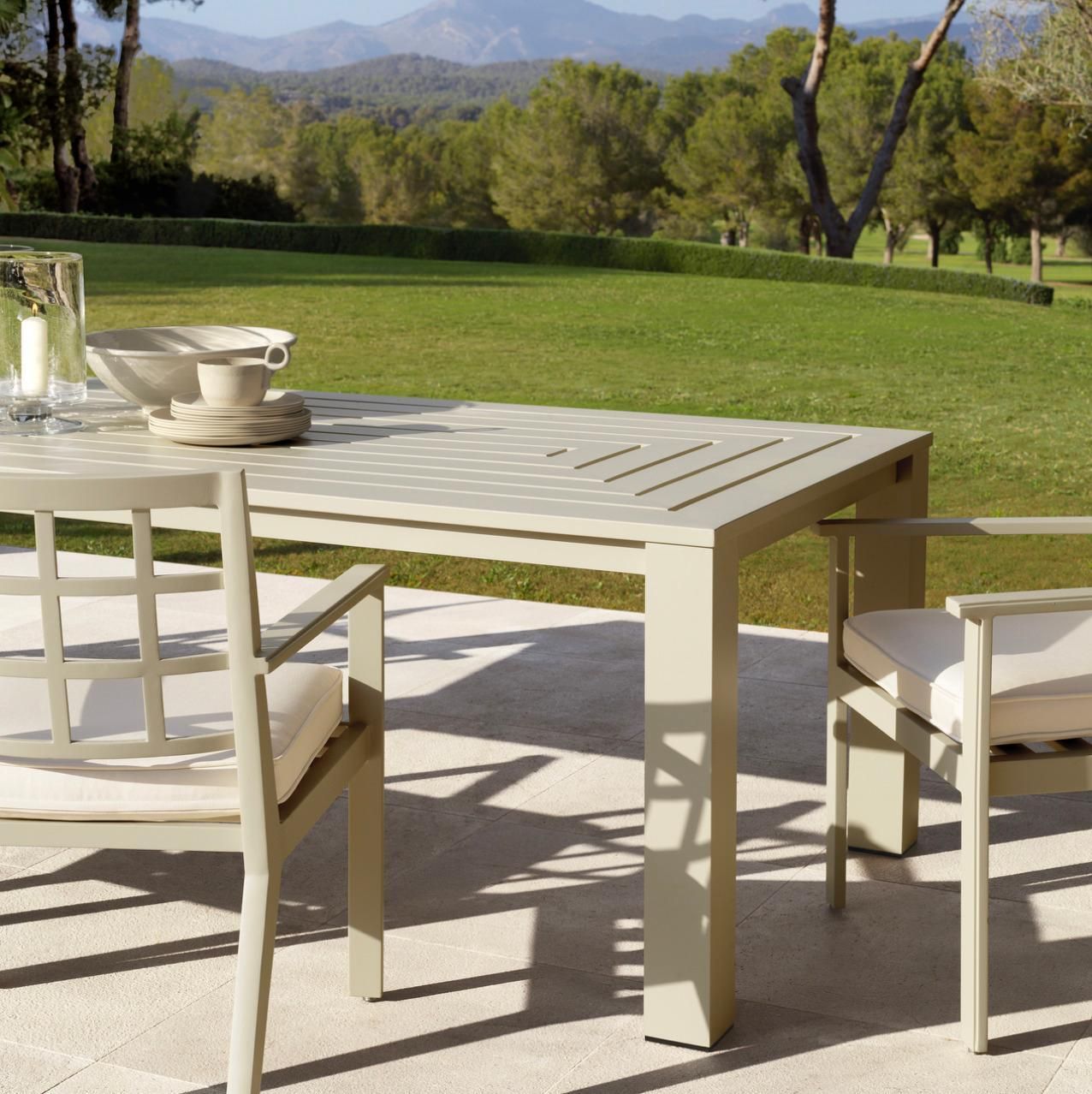 Rectangular Outdoor Dining Table With Sand Finish. photo for sale