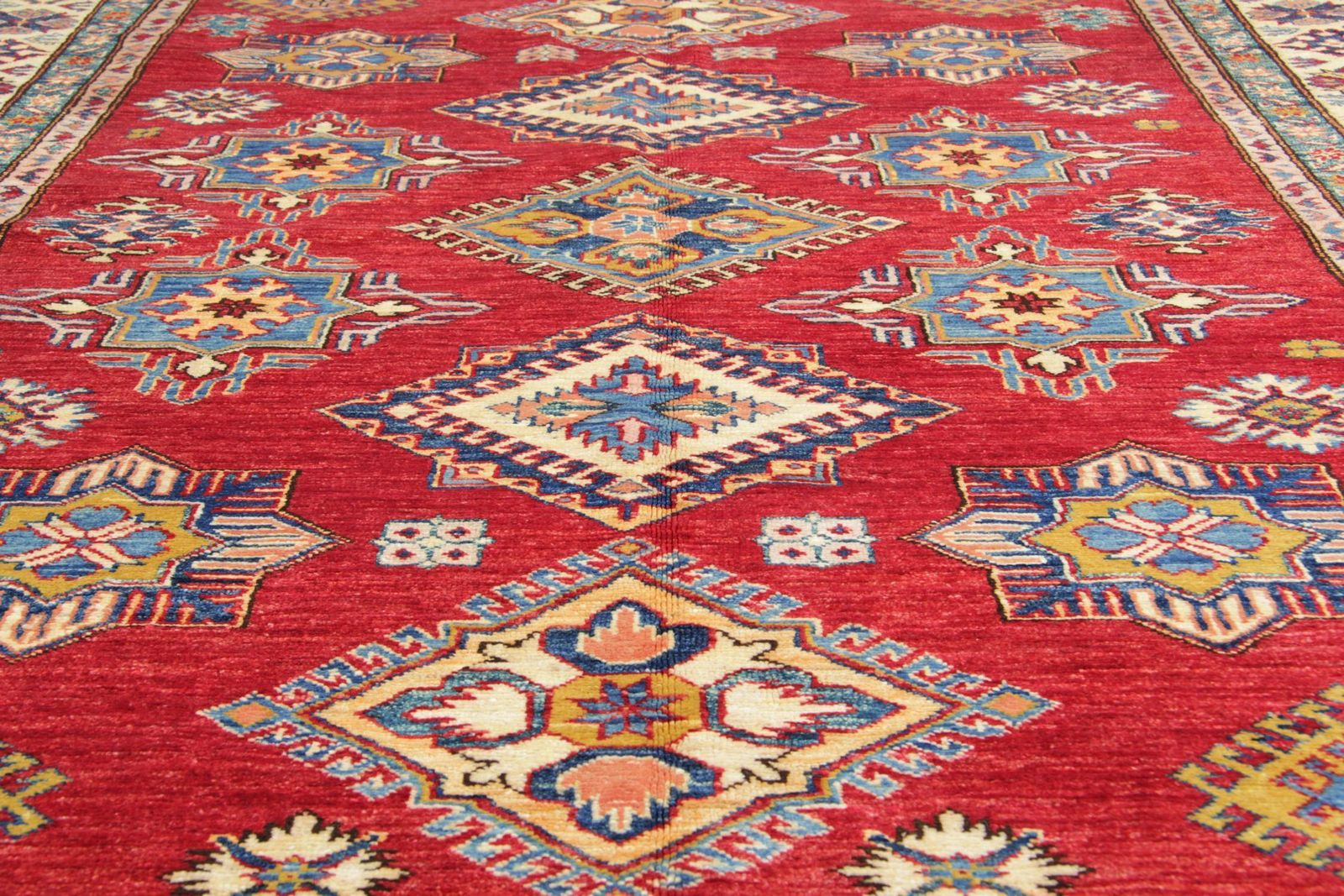 Rood Oosters Geometrisch Vloerkleed, Handgemaakt Tapijt Ivoor Vloerkleden Te Koop. photo 2707.0