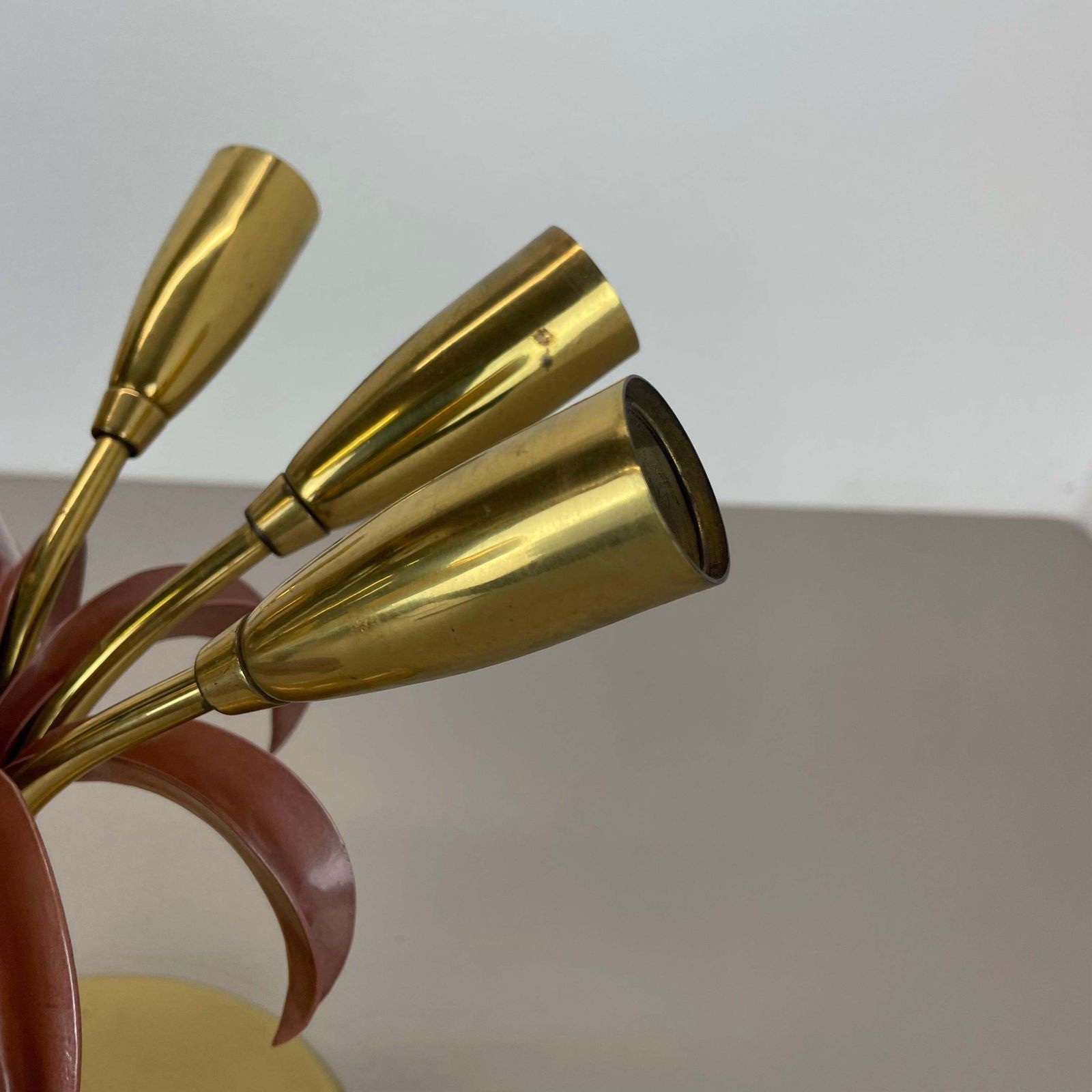 photo furniture Brass Italian Stilnovo Style Theatre Ceiling Light Flush Mount, Italy, 1950s