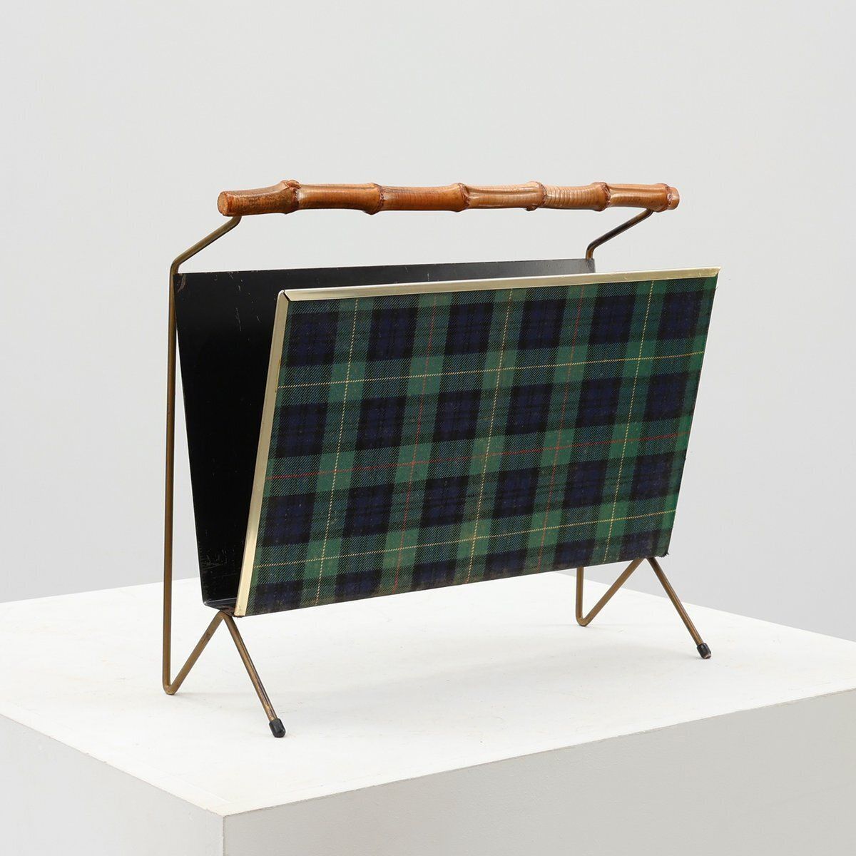 Mid Century Modern Magazine Holder With Bamboo Handle, Belgium, 1960s