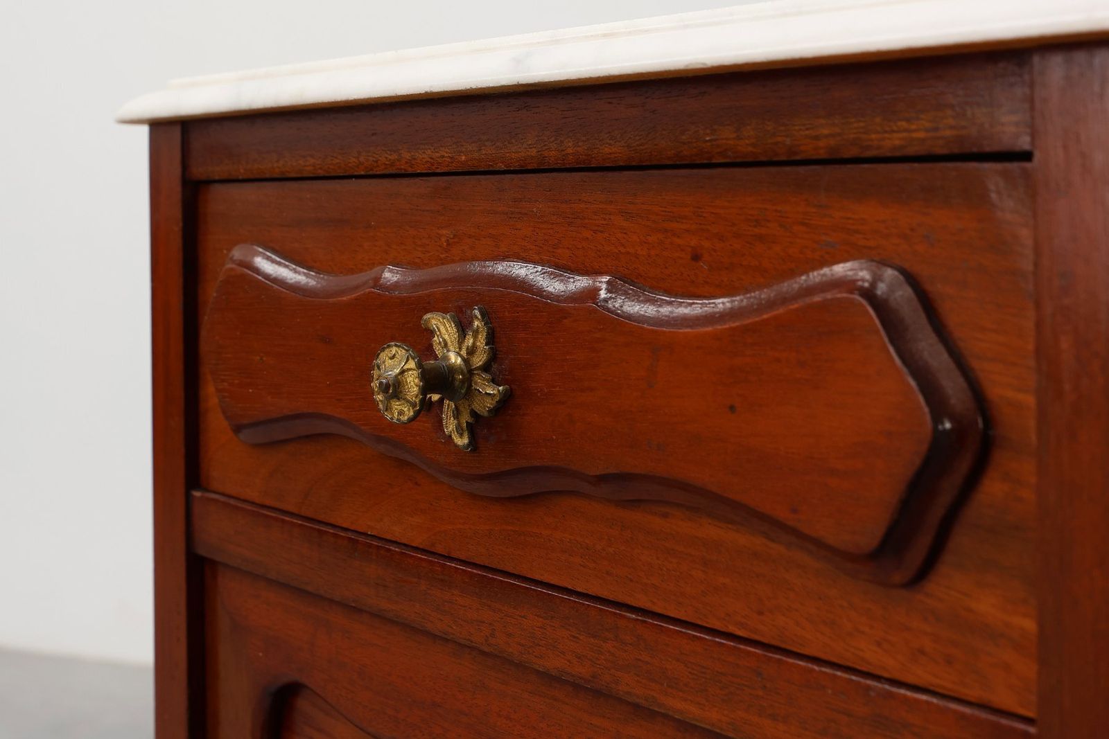 2595.0 Walnut Louis XV Nightstands With Carrara Marble Tops, France, 1900, Set Of 2 photo