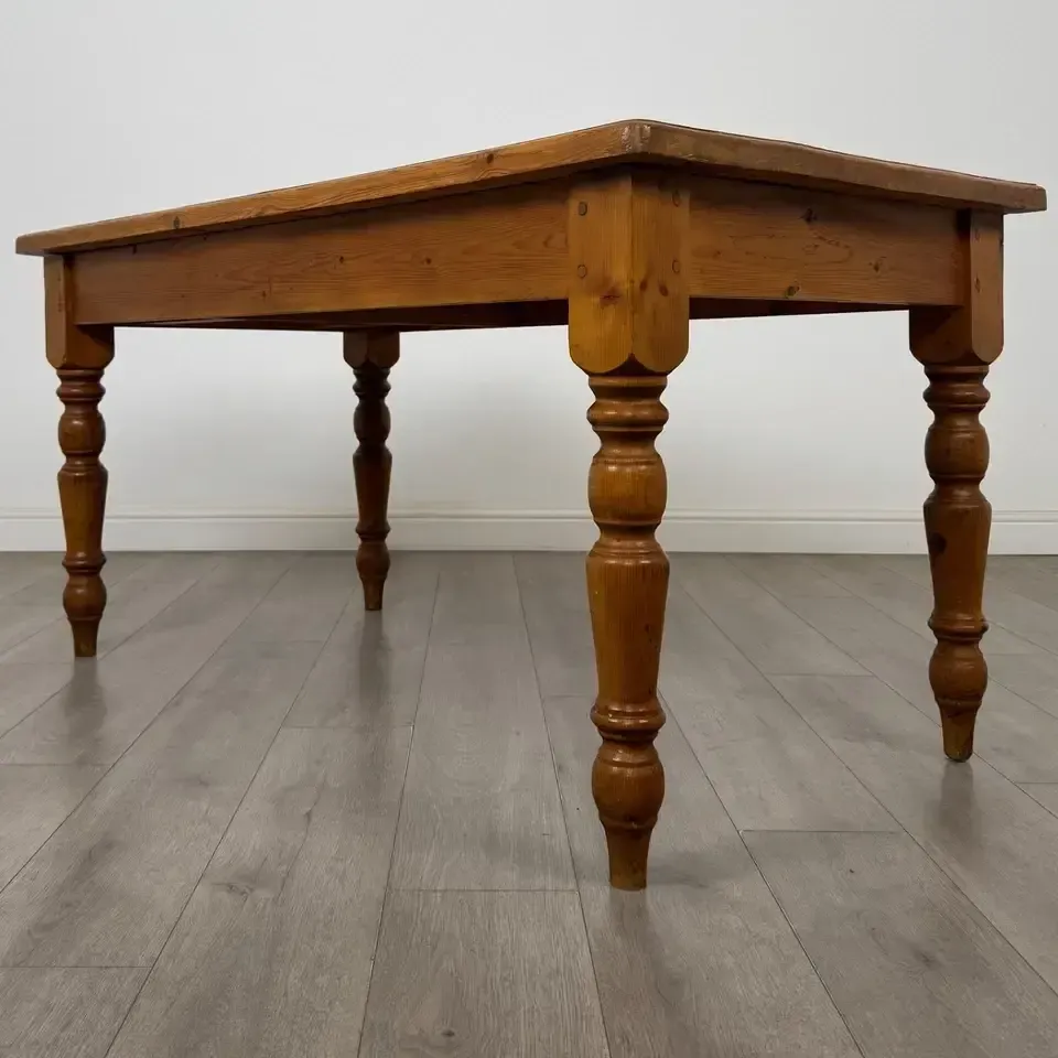 Antique 20th Century Pine Farmhouse Dining Table photo for sale