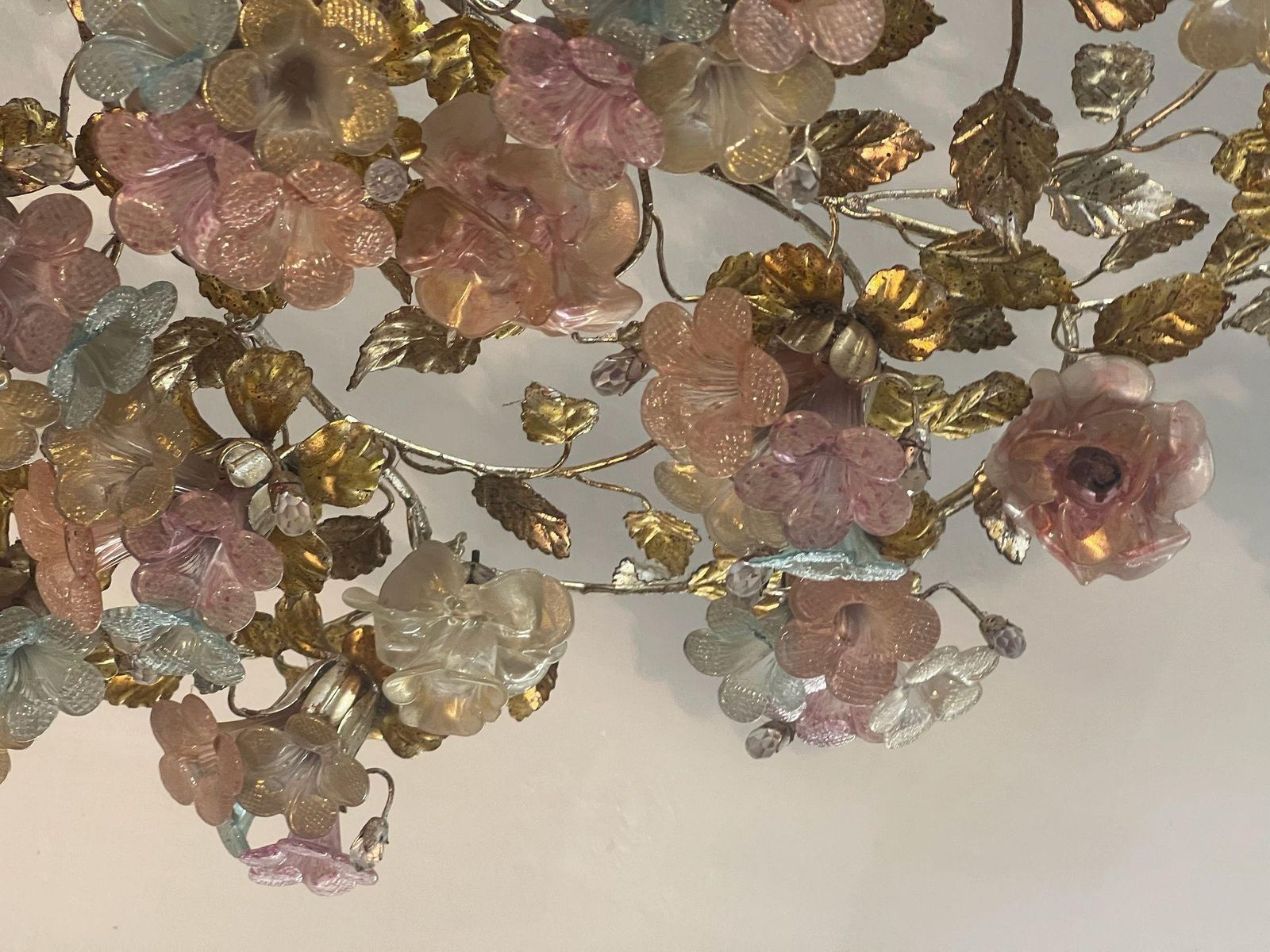 Lighting Pink Floreal Murano Chandelier, 1980's photo