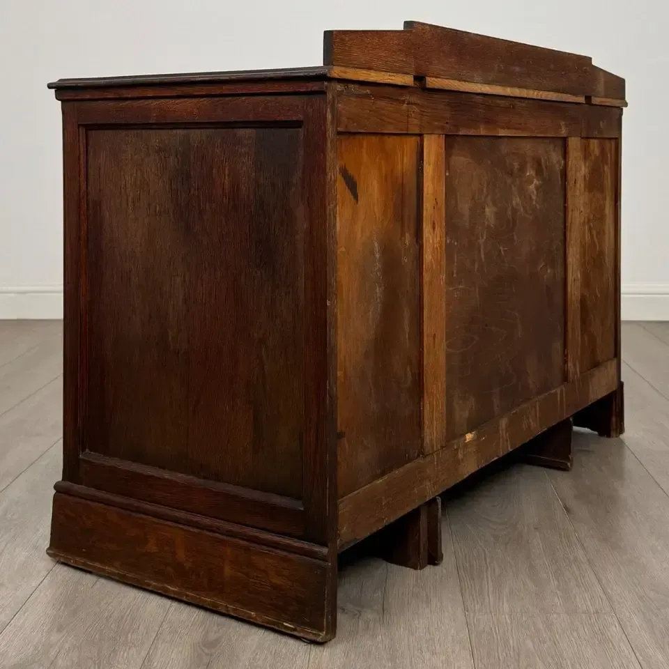 Antique 20th Century Carved Edwardian Desk In Oak photo Furniture
