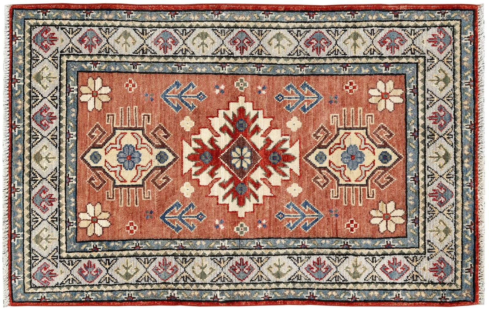 Afghaans Kazak handgeknoopt geometrisch Kaukasisch woonkamer- en slaapkamervloerkleed photo furniture