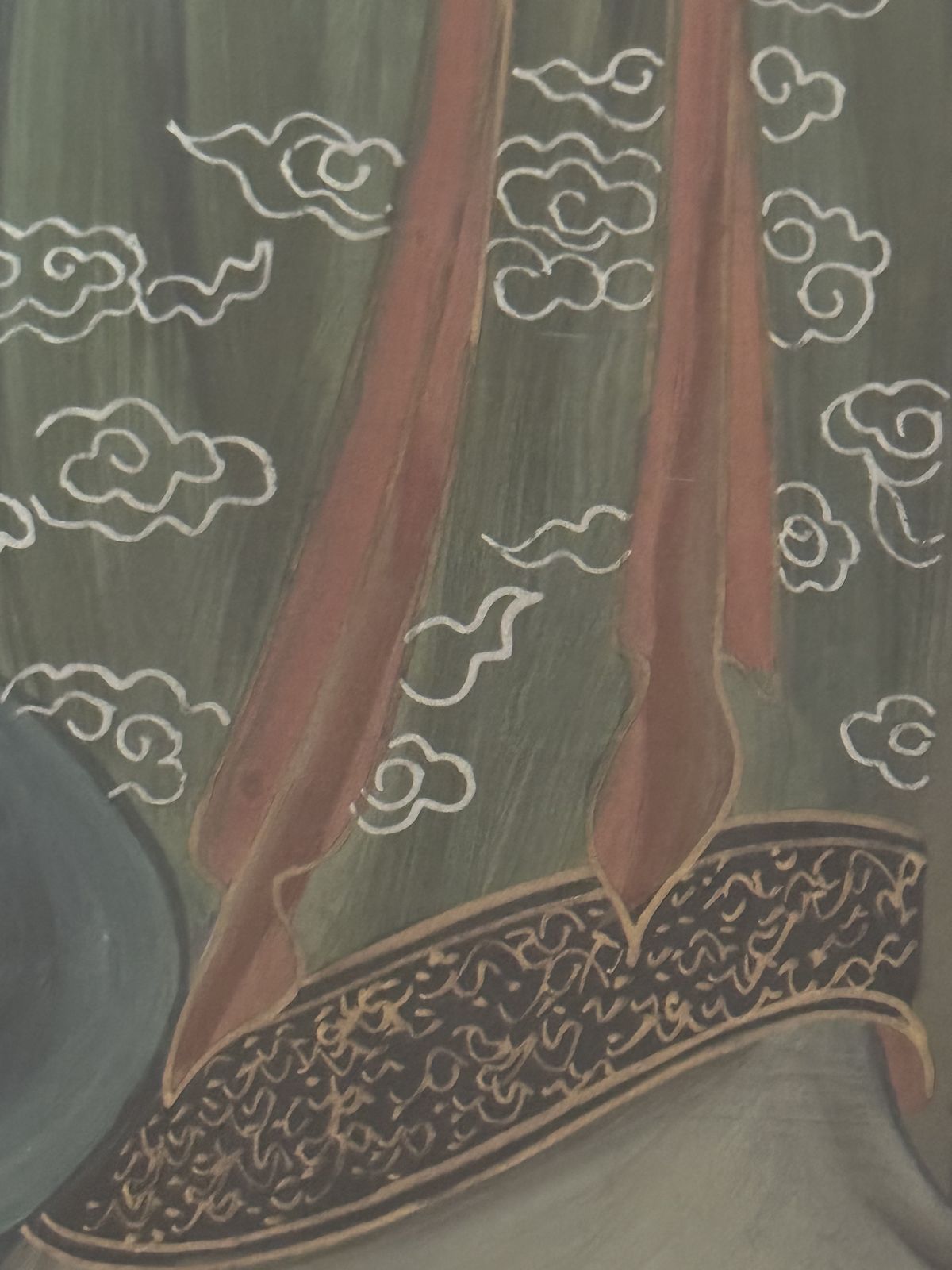 photo vinterior Rare 19th Century Chinese Reverse Glass Painting Of Shoulao & Child
