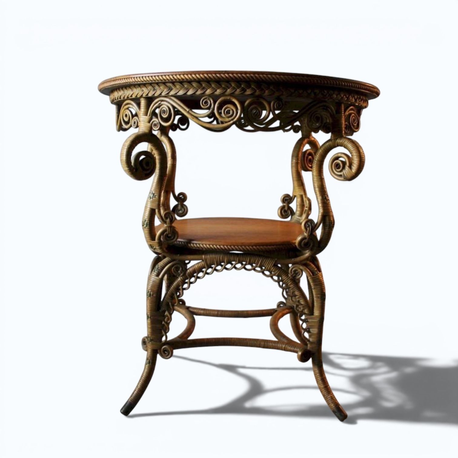 American Rattan Wicker Table By Heywood Brothers & Wakefield