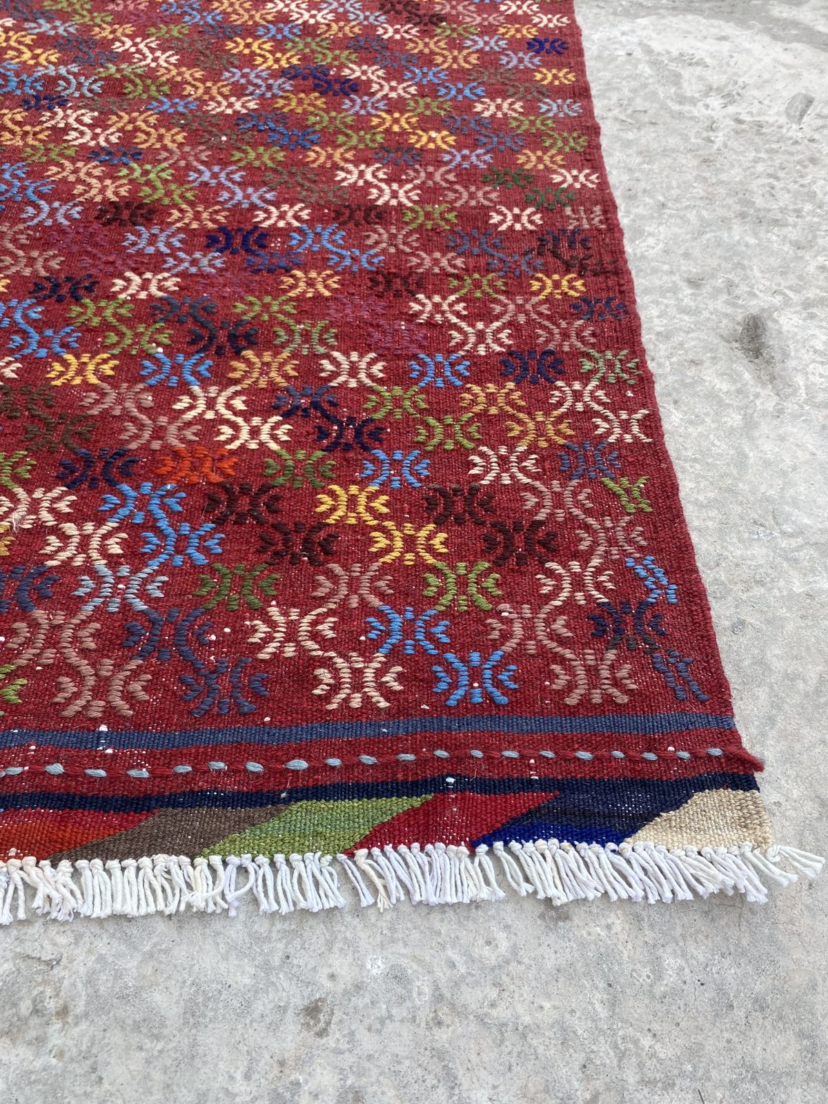Afghan Geometric Soumak Tribal Small Area Rug photo furniture