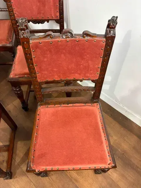 Victorian Set Of Six Carved Oak Dining Chairs photo for sale
