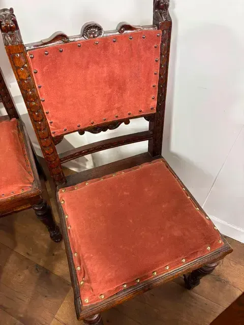 photo for sale Victorian Set Of Six Carved Oak Dining Chairs