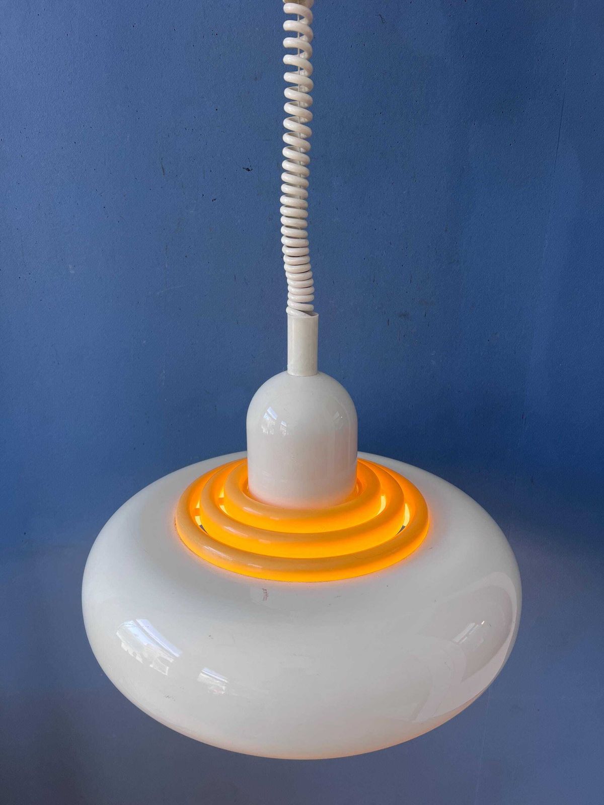 Mid Century Beige Ufo Hanging Lamp By Knud Christensen photo for sale