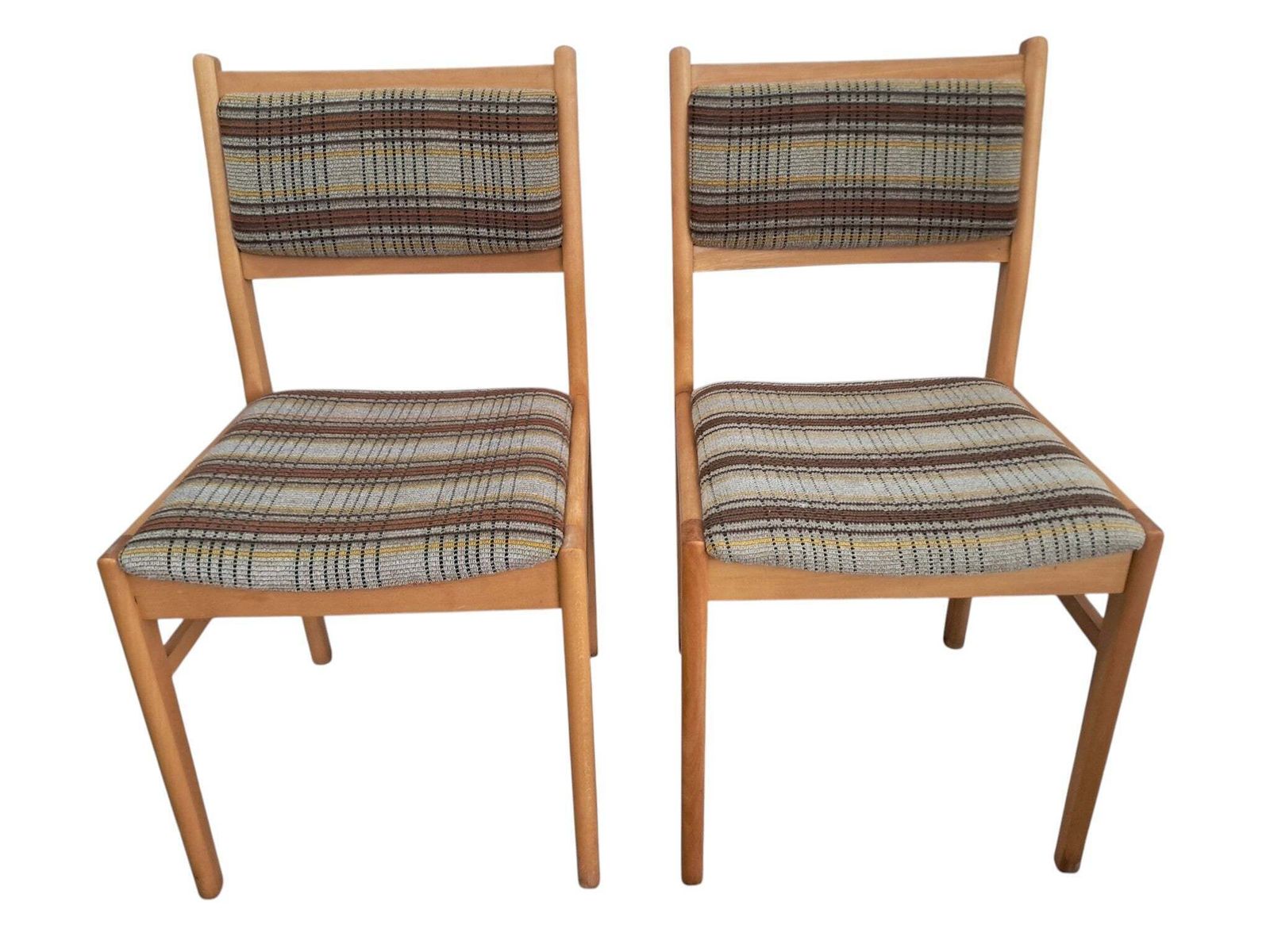 Vintage East German Dining Chairs Pair, Mid Century Modern Beech Frame Retro 1980 photo for sale