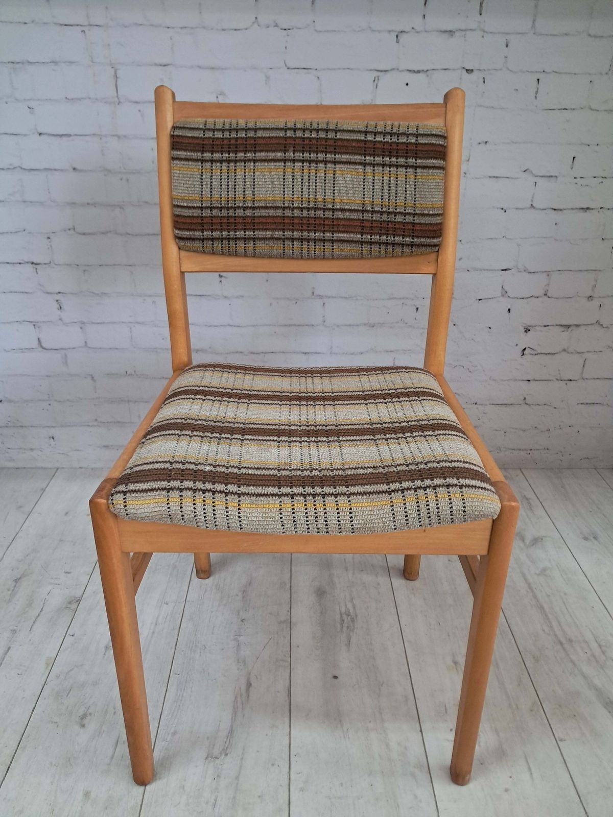 photo for sale Vintage East German Dining Chairs Pair, Mid Century Modern Beech Frame Retro 1980