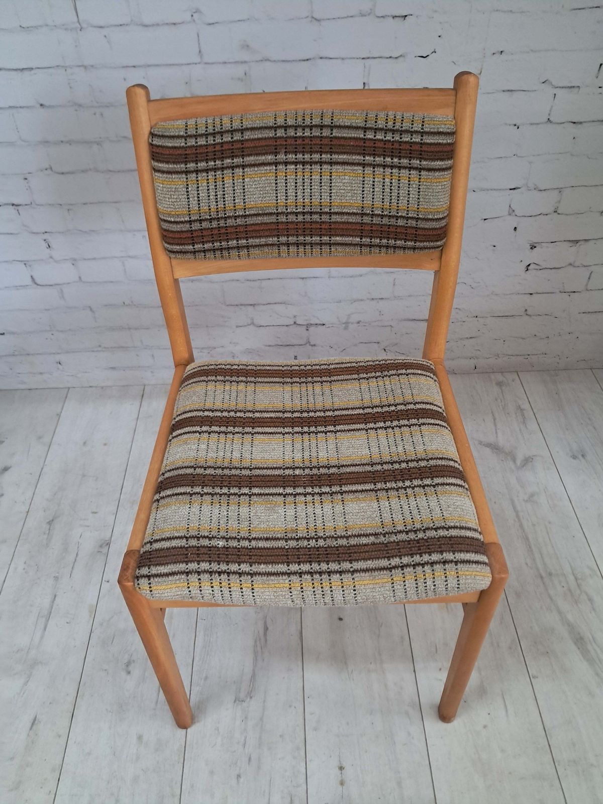 Furniture Vintage East German Dining Chairs Pair, Mid Century Modern Beech Frame Retro 1980 photo