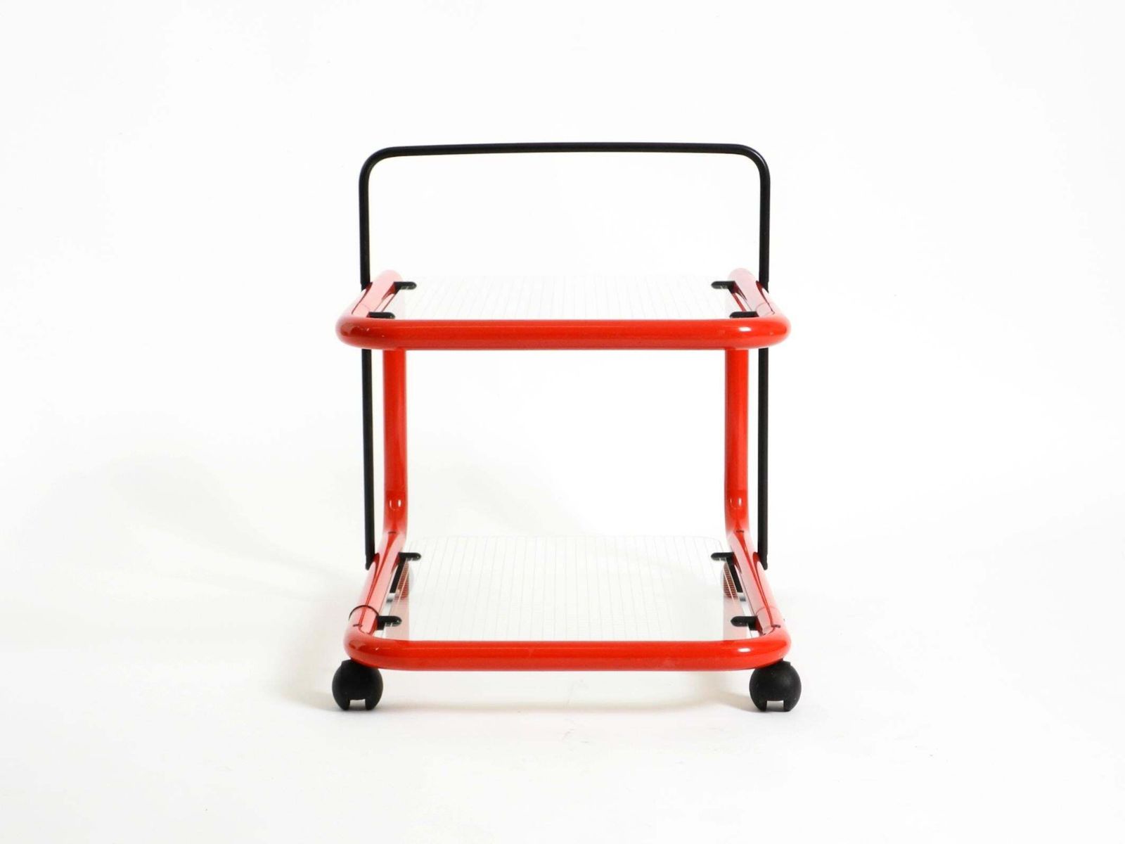 photo for sale Italiaanse postmoderne serveerwagen of barcart uit de jaren 1980, metaal en glas