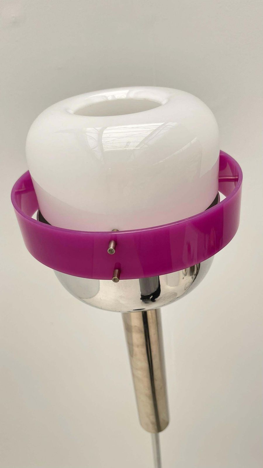 Triplet Of Stilnovo Floor Lamps In Magenta Plexiglass photo buy