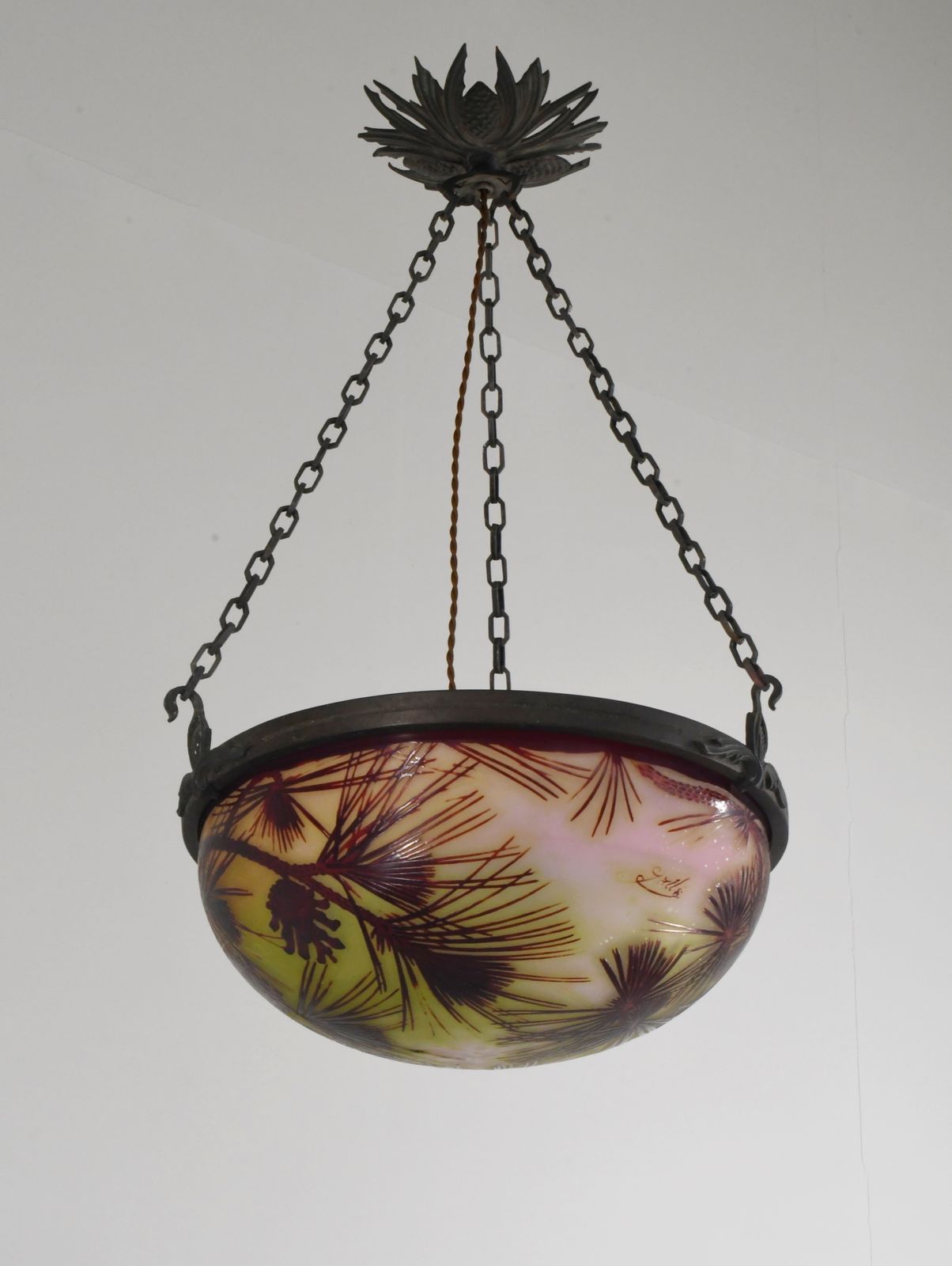 French Art Deco Cameo Pendant Light By Gallé 1920s France photo vinterior