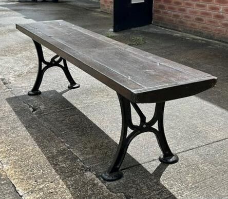 Antique Refurbished John Heywood Of Manchester Cast Iron Base Tram Railway Bench photo Furniture