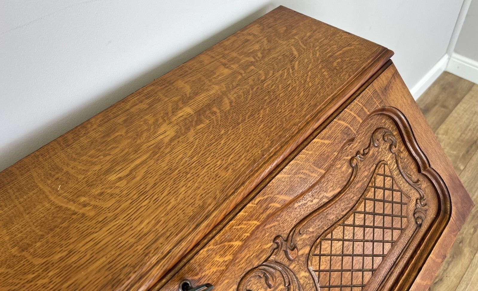 photo vintage Secretaire Writing Desk Vintage French Louis Oak Rare Bureaux Cabinet Lot 6154