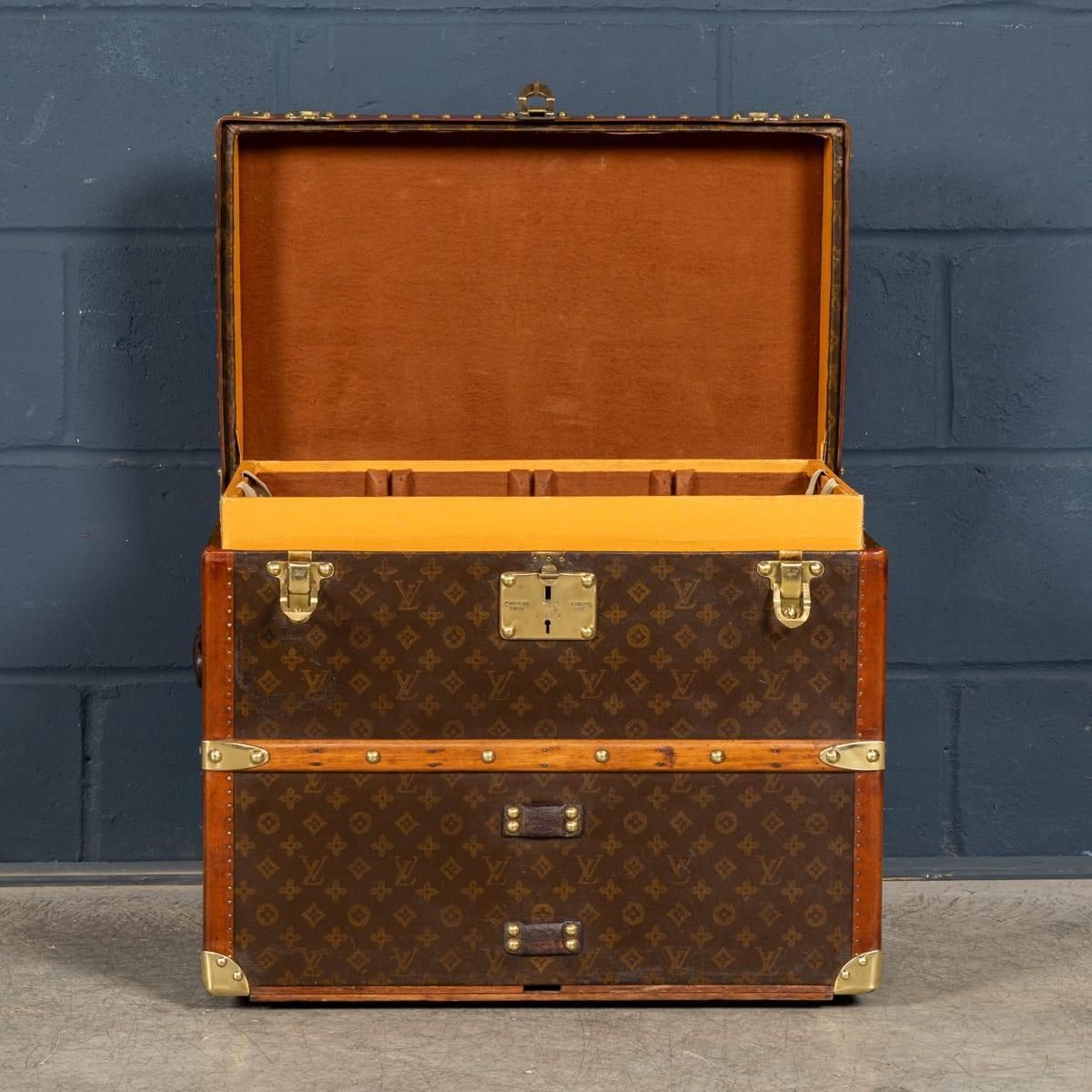 photo for sale Antique 20thc Louis Vuitton Shoe Trunk In Monogram Canvas, France C.1920