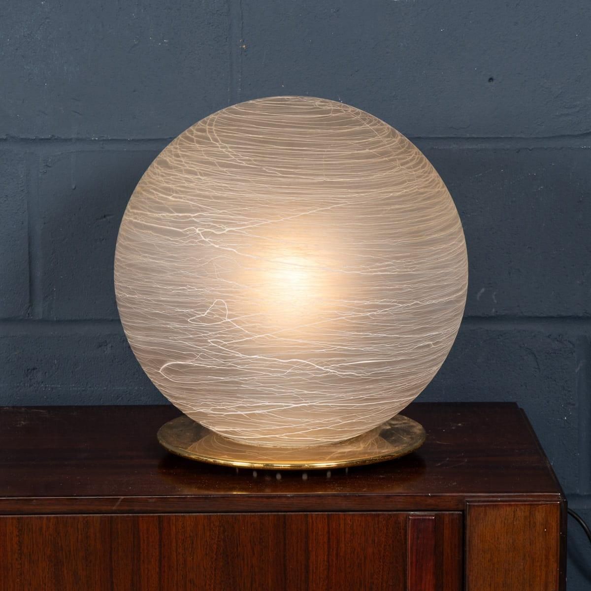 Vintage 20thc Italian Hand Blown Frosted Glass Globe Table Lamp, Murano photo furniture