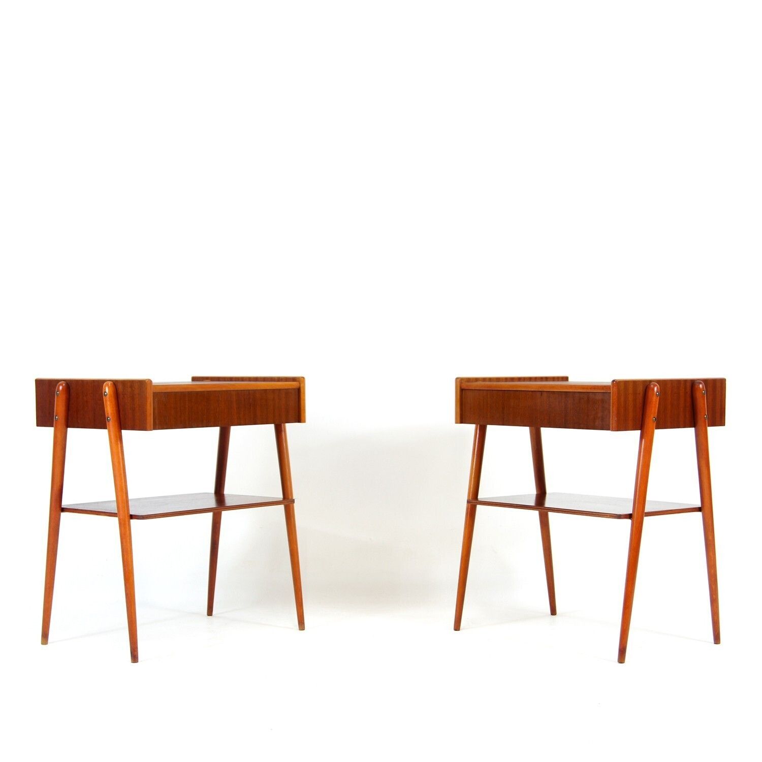 Pair Retro Vintage Bedside Tables Cabinets Drawers Mid Century Danish Teak 70s.