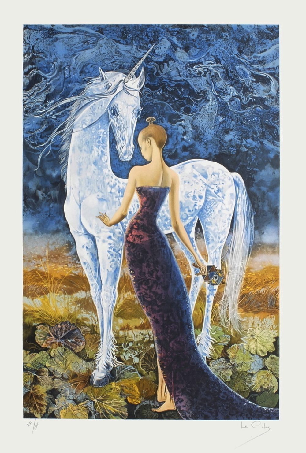 Pierre Le Colas Signed Lithograph La Dame à La Licorne 1985