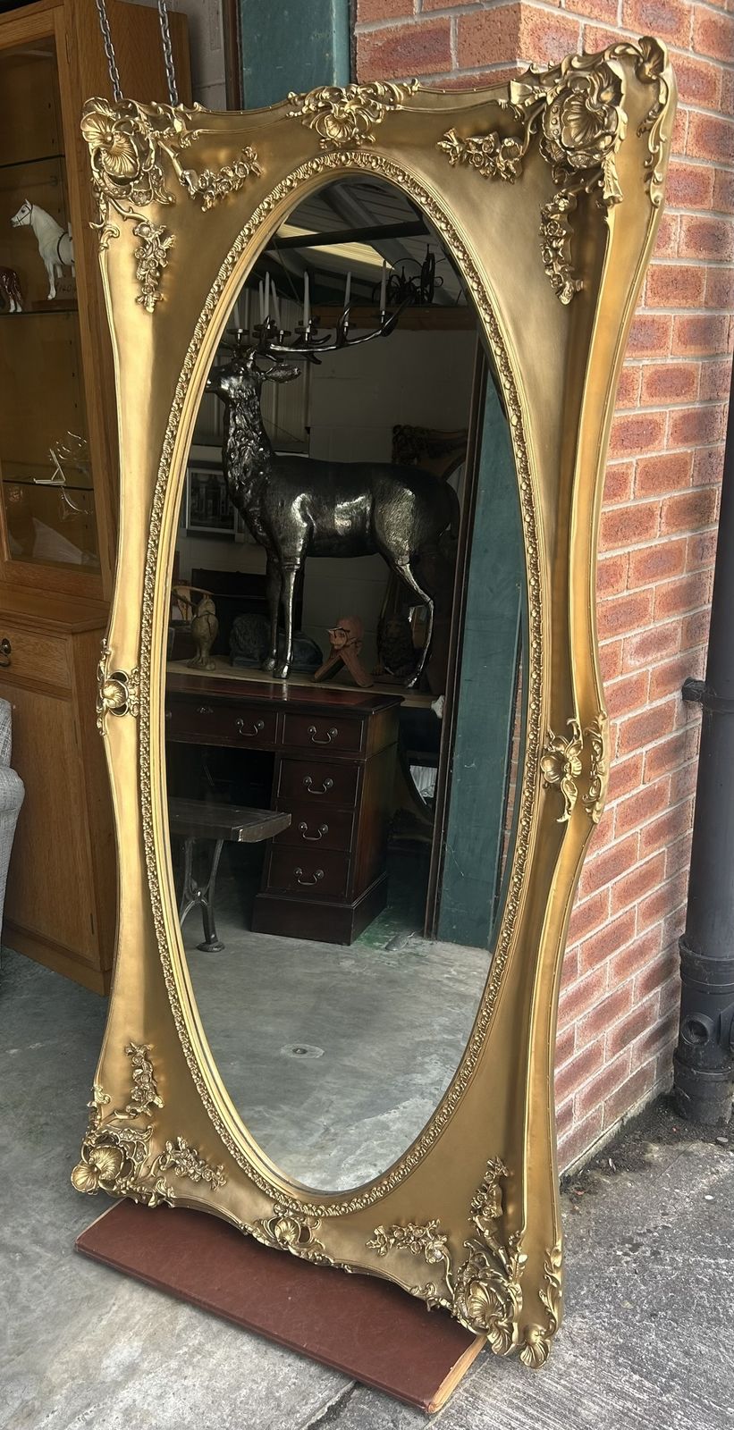 Vintage Laura Ashley Beth Gold Gilt Framed French Louis Floor Standing Mirror