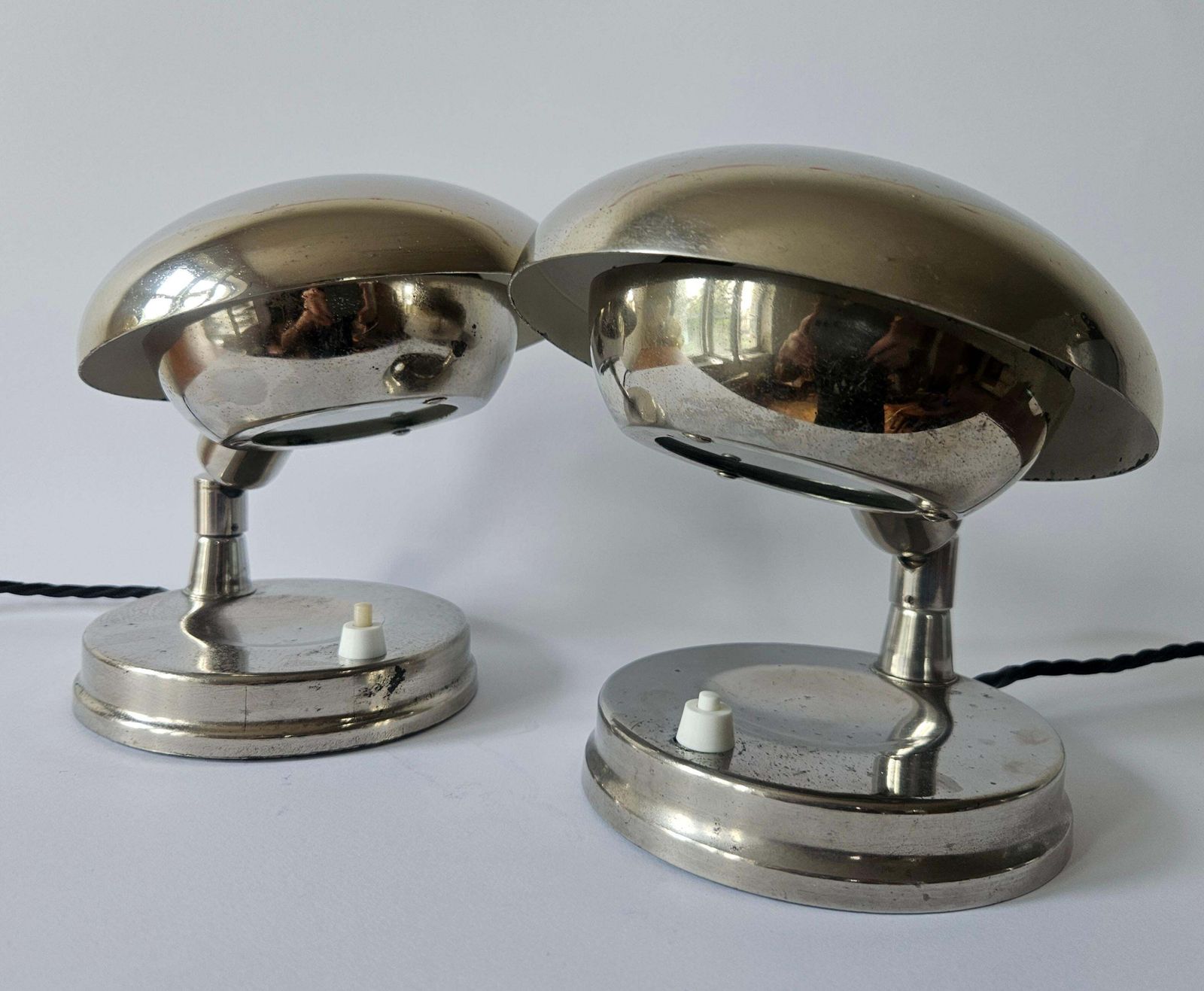 Paar zeer zeldzame Bauhaus chromen tafellampen, Art Deco, Franta Anyz, jaren 1930 photo furniture
