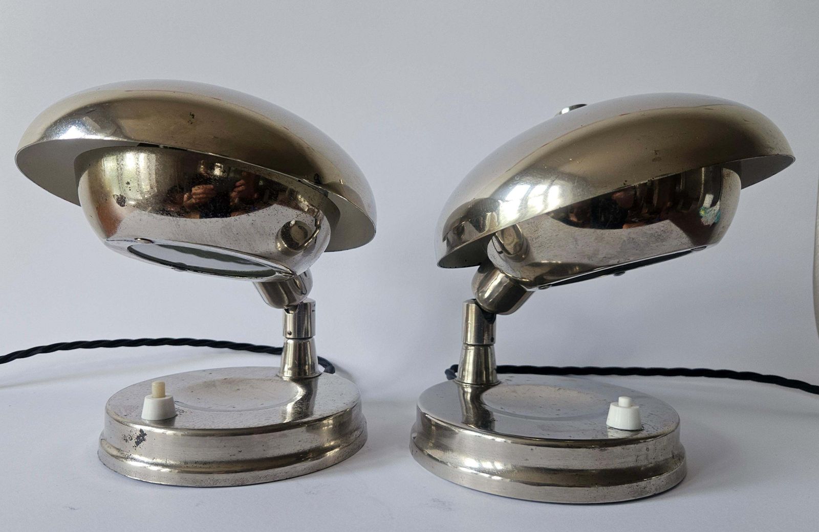 Paar zeer zeldzame Bauhaus chromen tafellampen, Art Deco, Franta Anyz, jaren 1930 photo vinterior