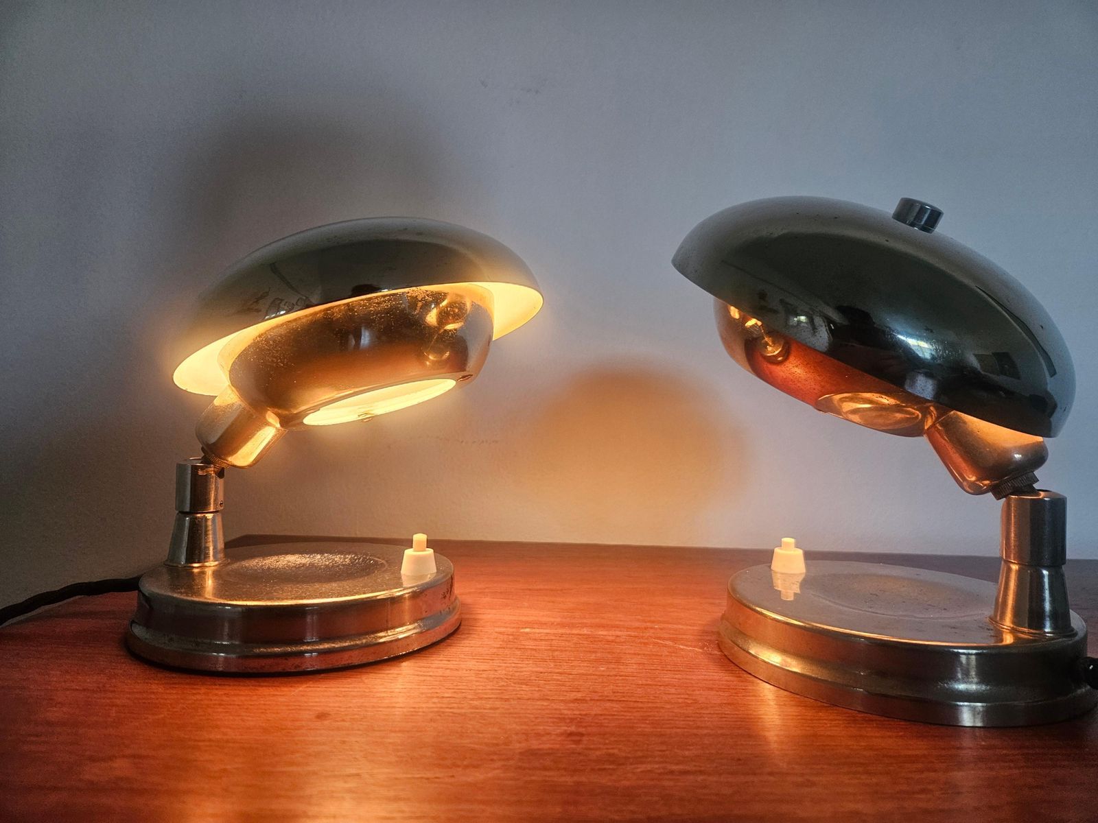 Luminaires Paire de lampes de table Bauhaus chromées très rares, Art déco, Franta Anyz, années 1930 photo