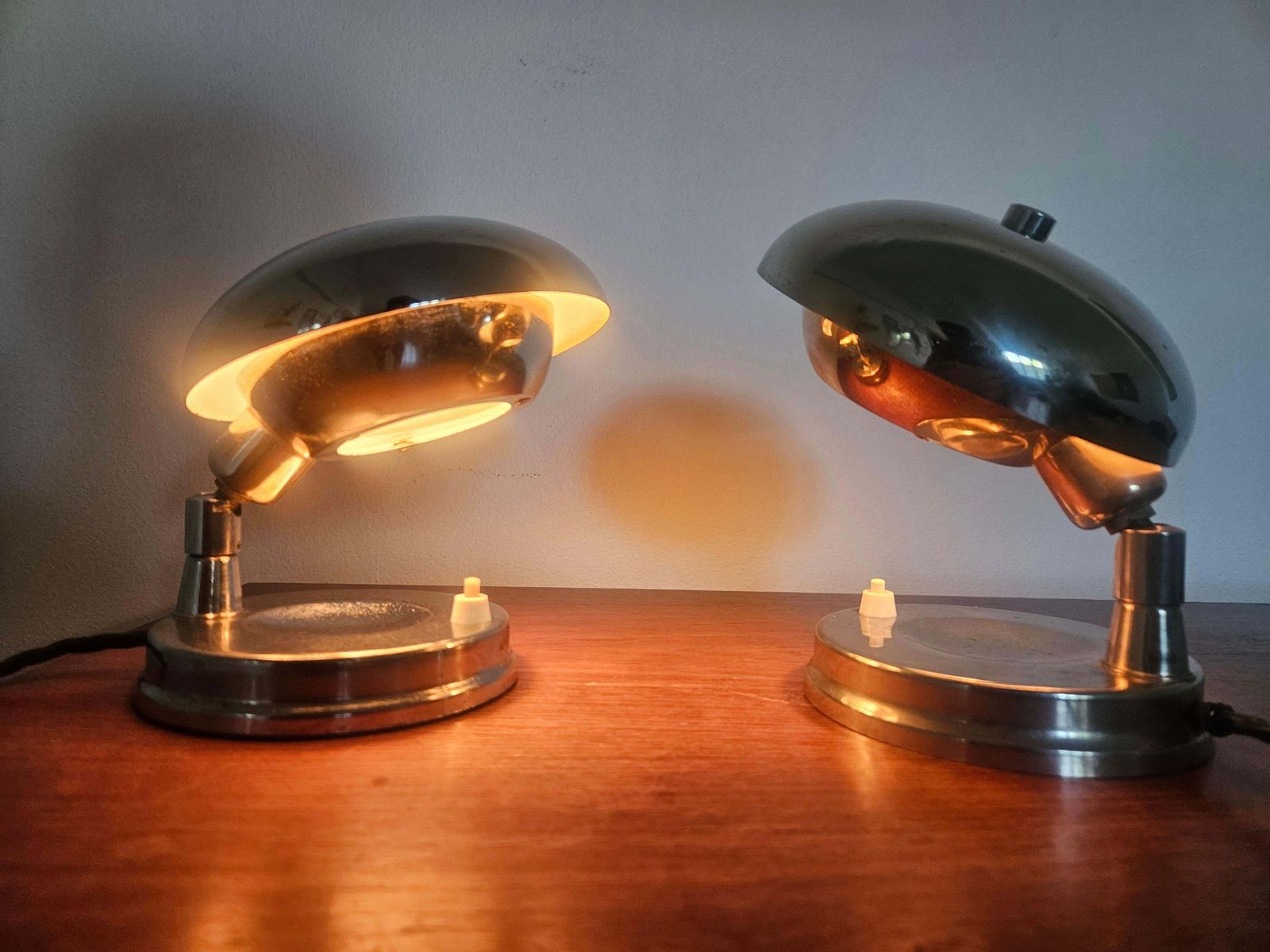 photo vinterior Paire de lampes de table Bauhaus chromées très rares, Art déco, Franta Anyz, années 1930
