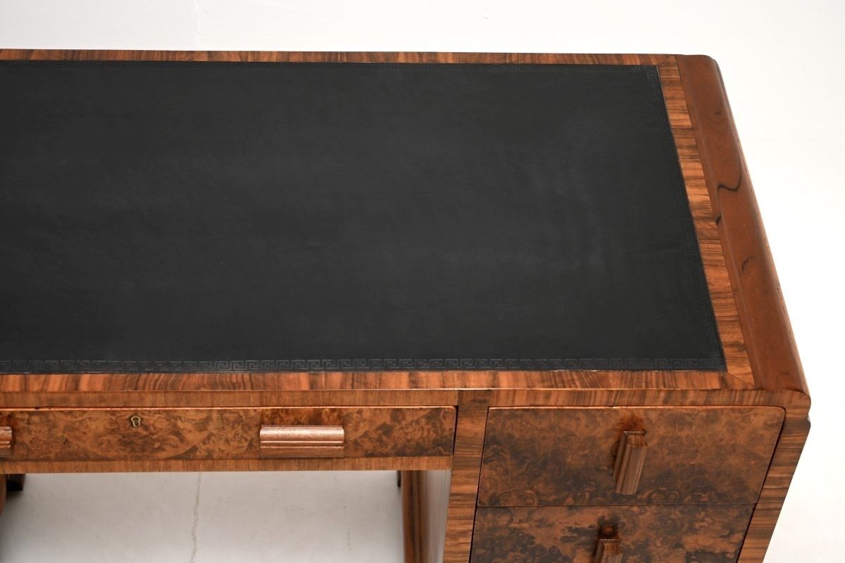 Art Deco Burr Walnut Leather Top Desk. photo Furniture