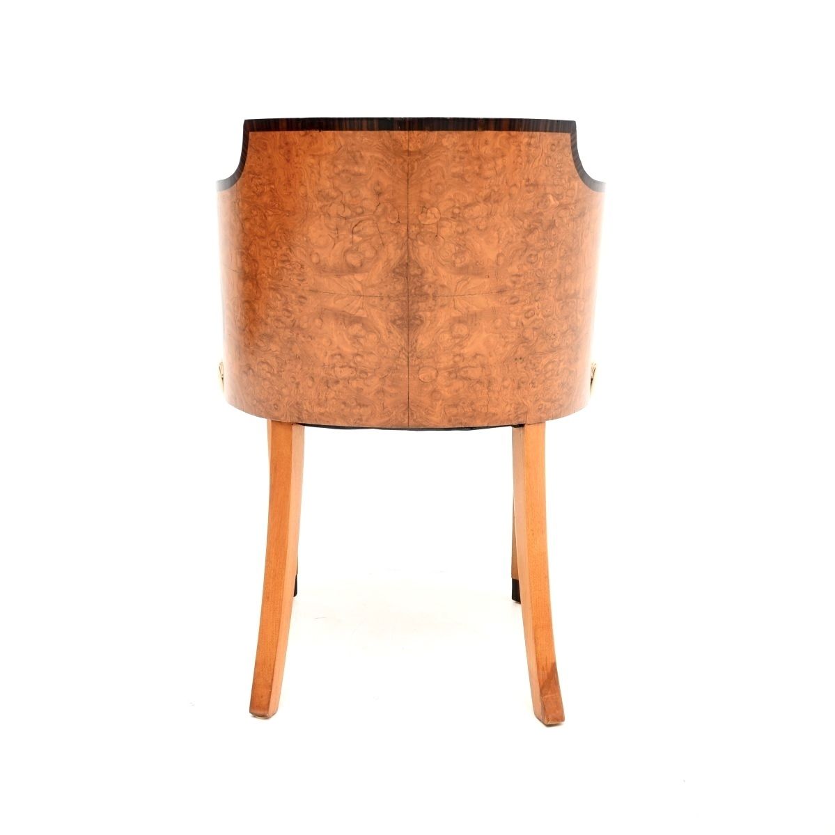 Art Deco Burr Walnut And Leather Armchair / Desk Chair. photo buy
