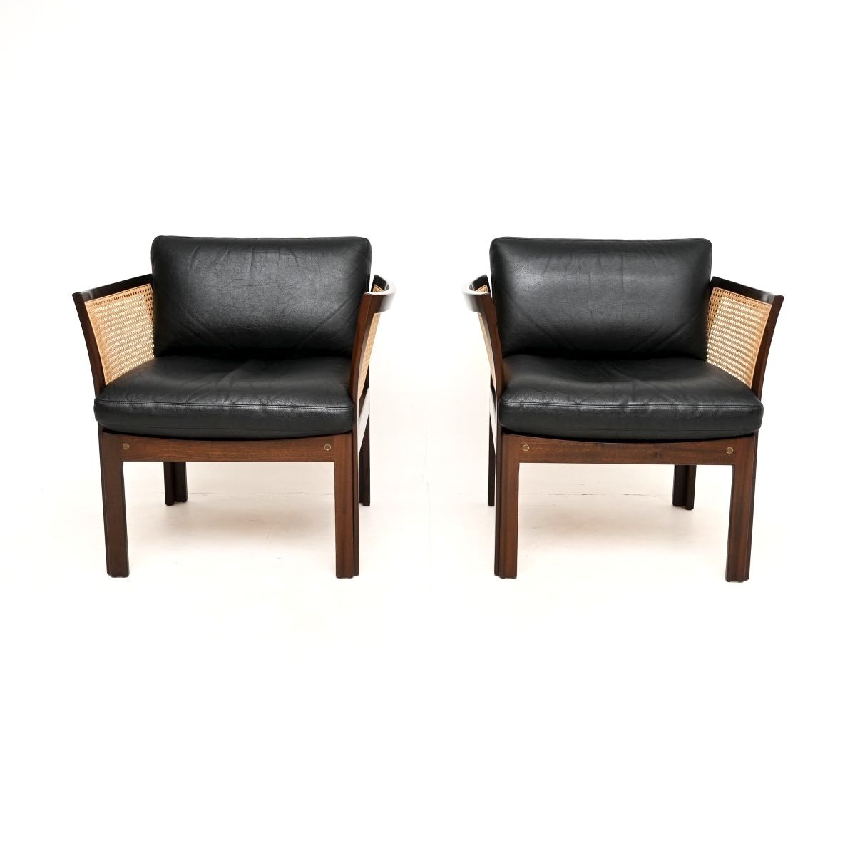 Pair Of Vintage Danish Mahogany And Leather Armchairs By Illum Wikkelso. photo furniture