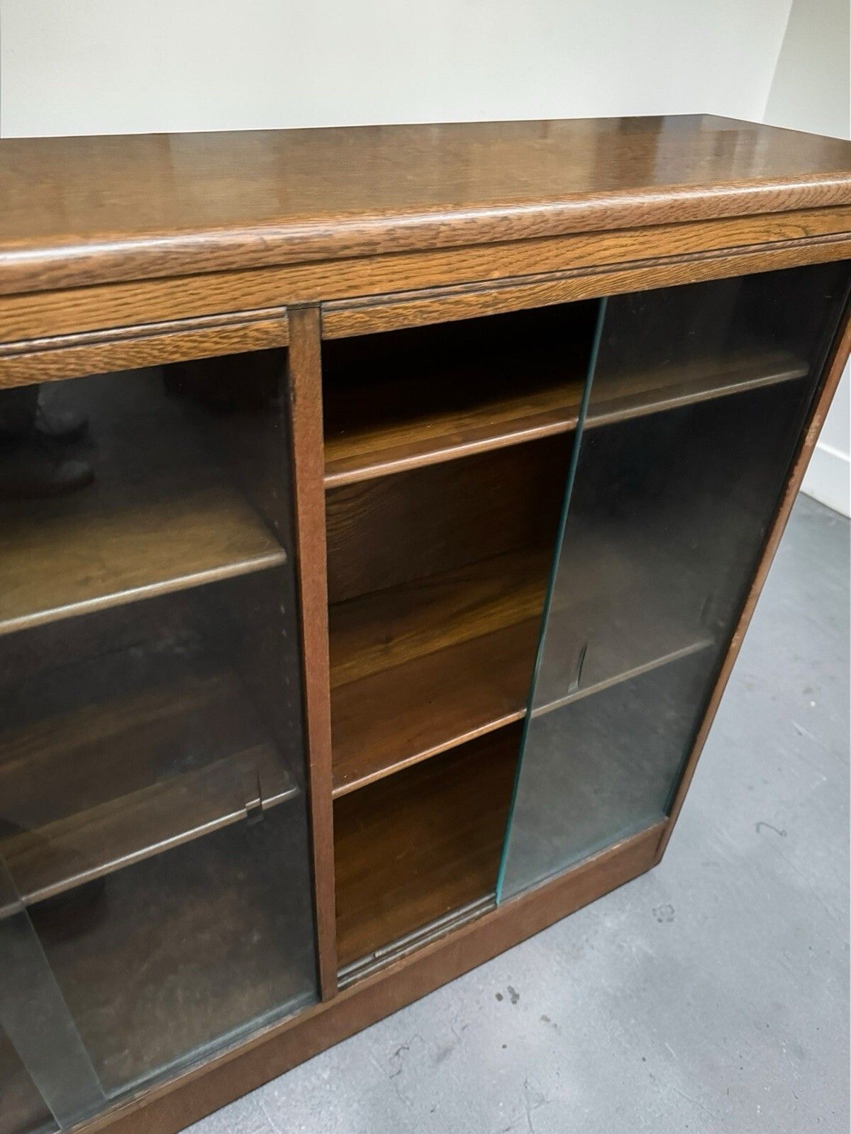 Furniture Antique Solid Oak Bookcase Art Deco Curved Odeon Style C1930s Superior Quality photo