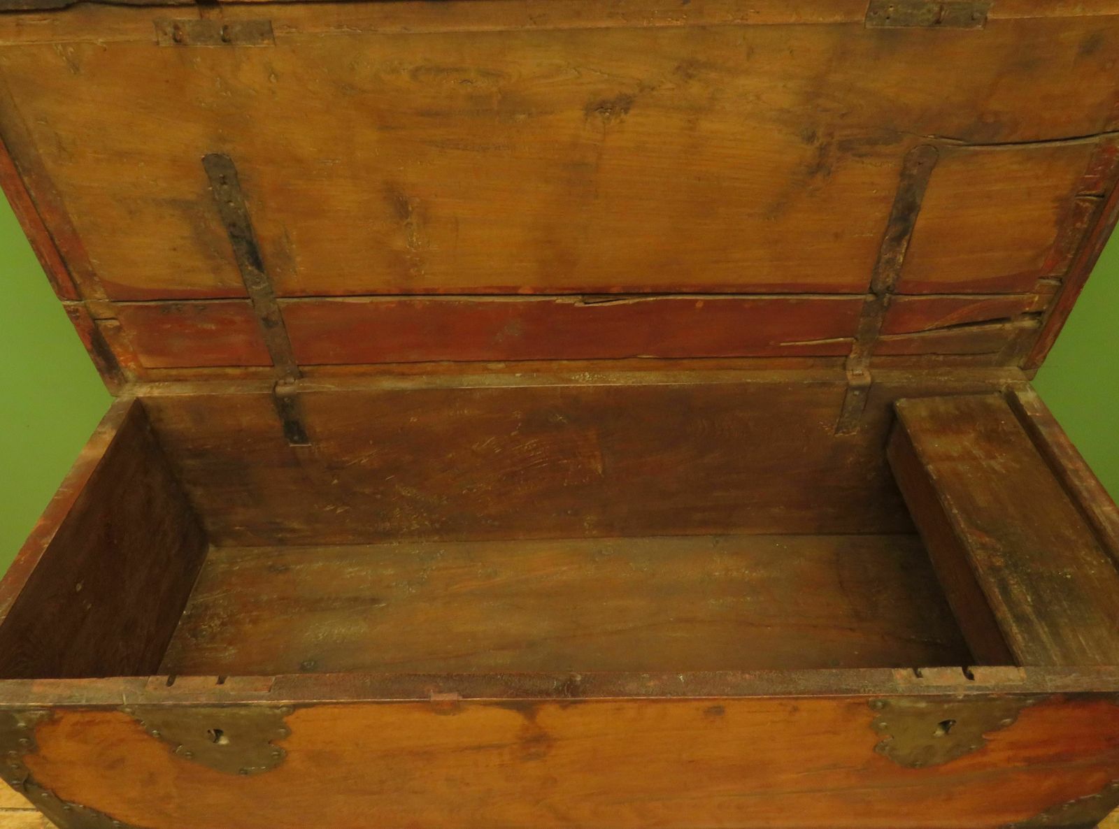 Large Antique Indonesian Marriage Dowry Chest On Wheels photo vintage