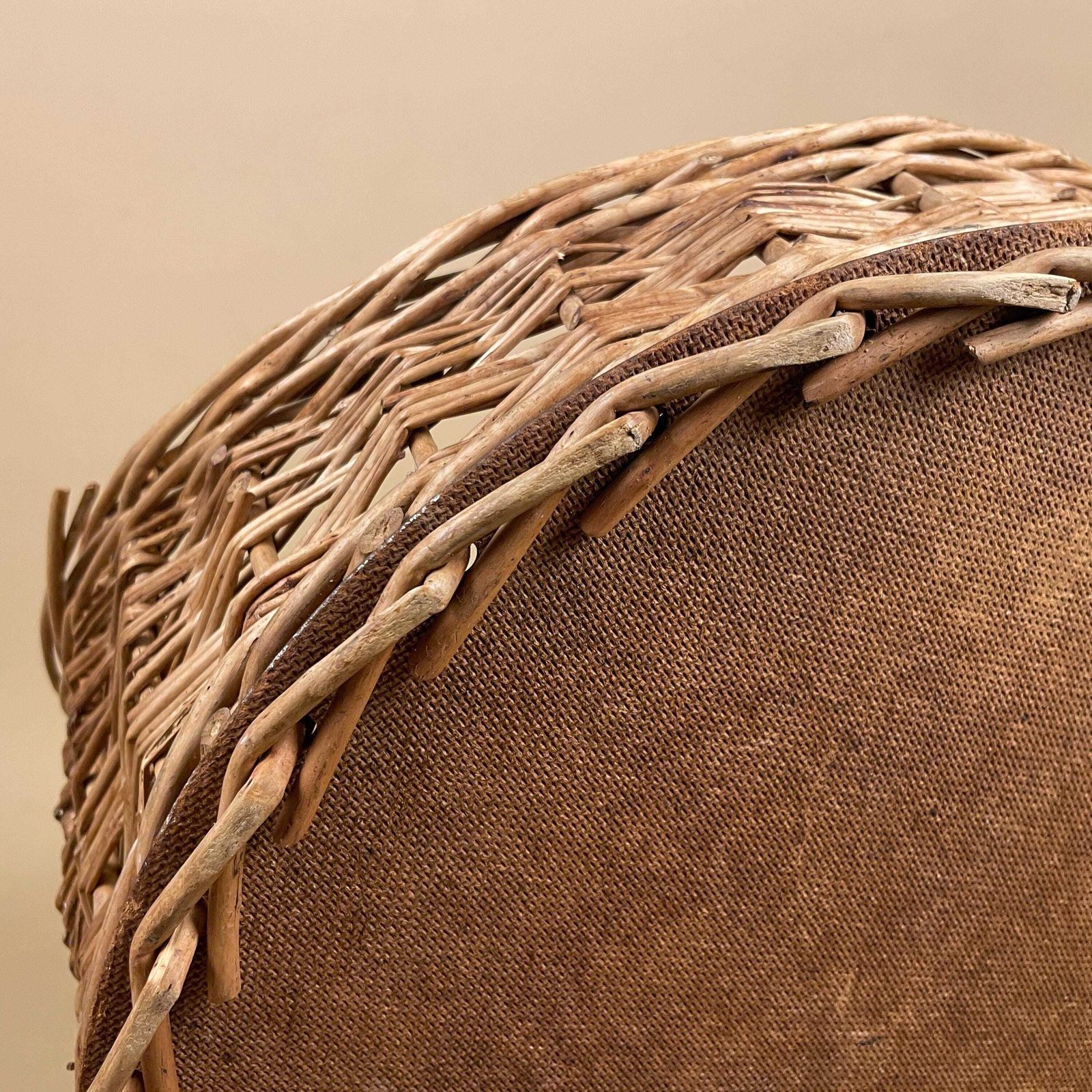 Home Decor Vintage Wicker Willow Pet Basket Dog Cat Bed Rustic Handmade Farmhouse photo