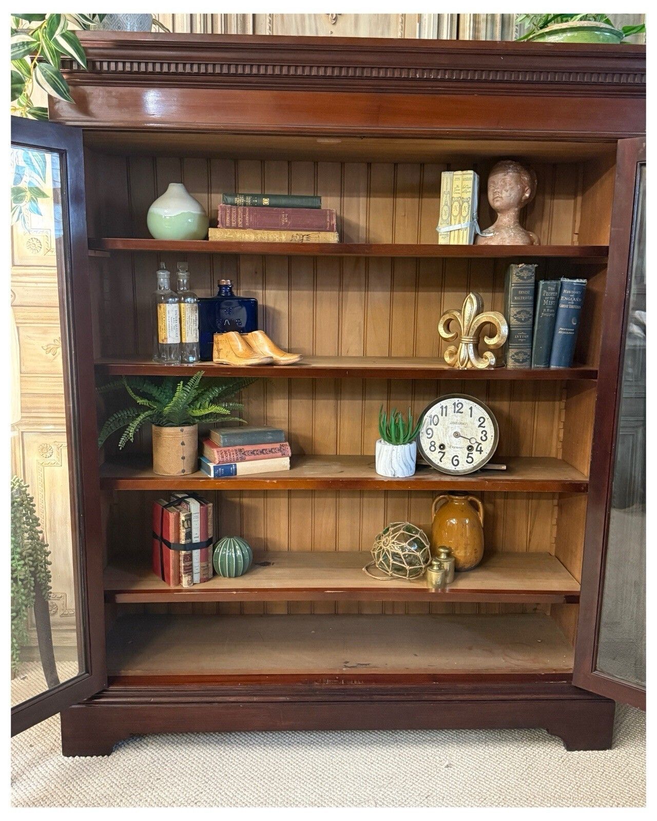 Victorian Glazed Mahogany Bookcase With Adjustable Shelves photo for sale