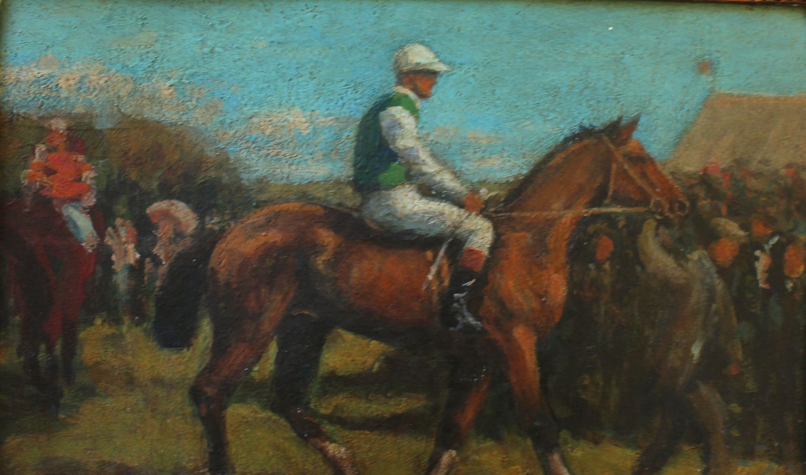 Antique Race Horse Study Oil On Artist Board Manner Of Alfred Munnings photo 850.0