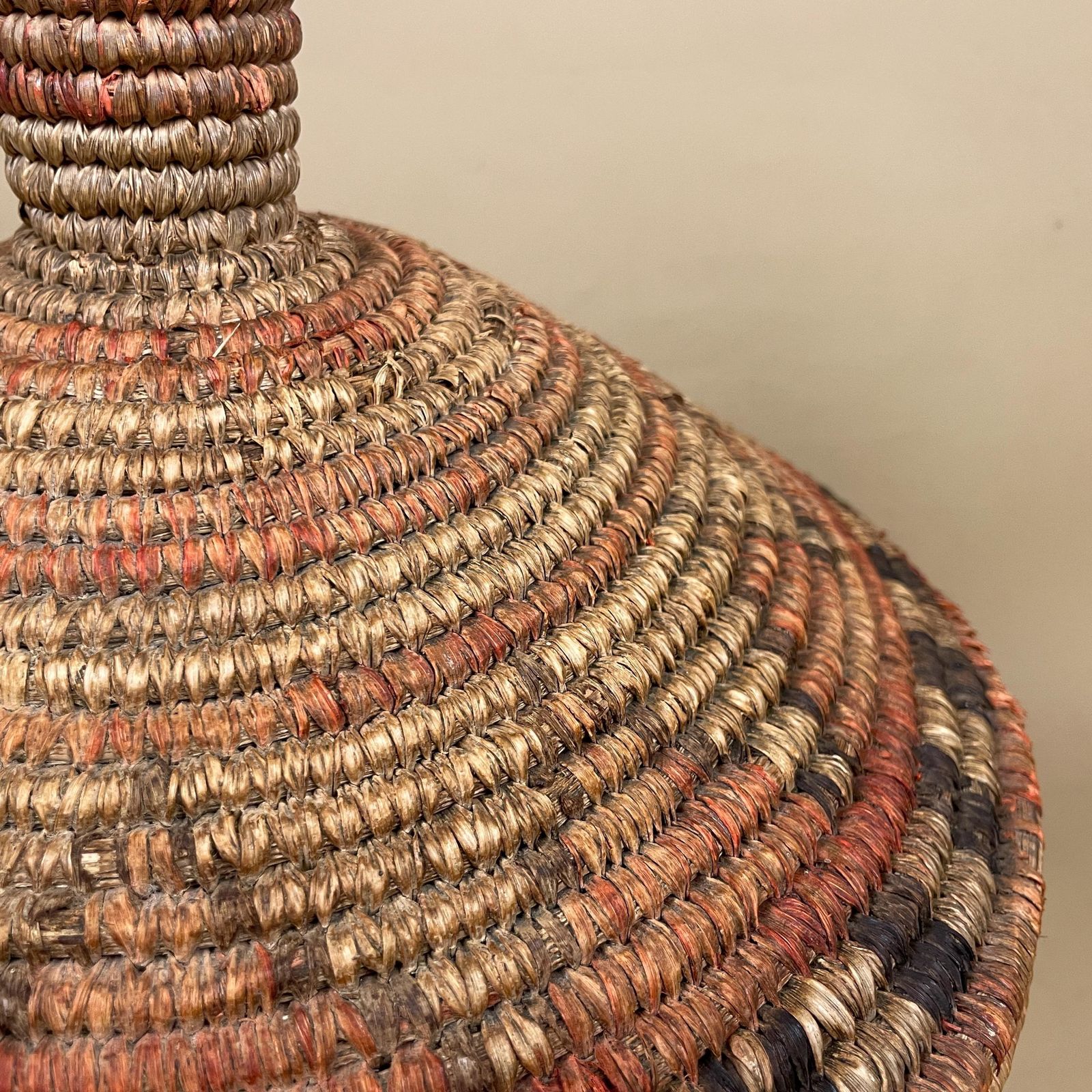 Vintage African Lidded Basket Coiled Grass Storage Basket Boho Decor Beige Red Dye Bolga Style Fetchedfrom      5 Out Of 5 Stars photo Home Decor