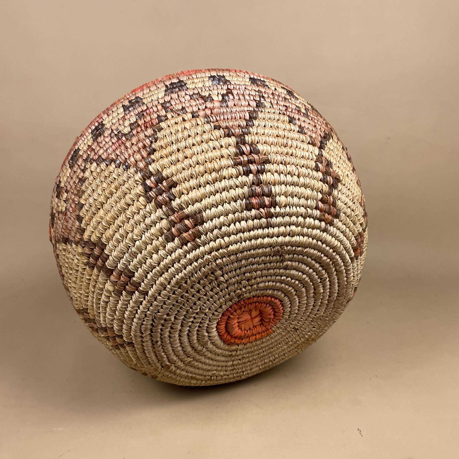 photo for sale Vintage African Lidded Basket Coiled Grass Storage Basket Boho Decor Beige Red Dye Bolga Style Fetchedfrom      5 Out Of 5 Stars