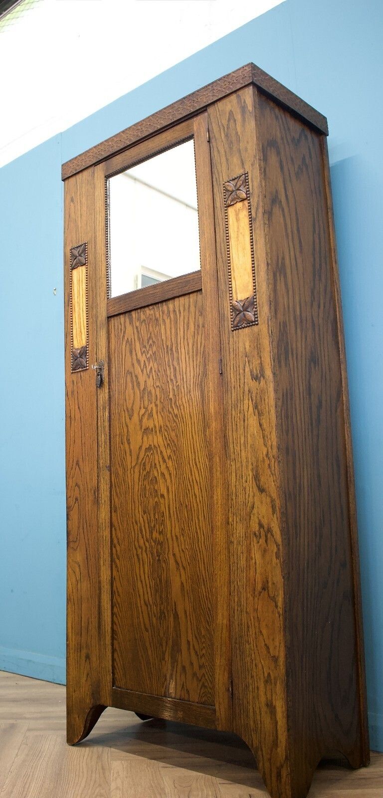 Antique Oak Edwardian Arts And Crafts Wardrobe Hall Cupboard, 1900s #1795 photo vinterior
