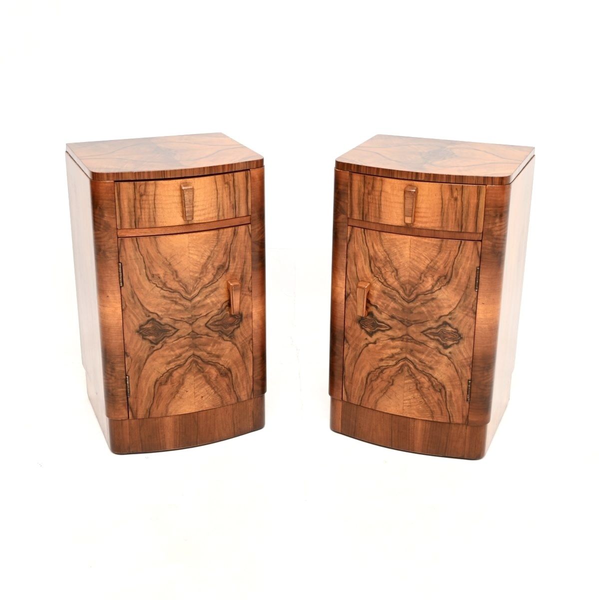Pair Of Art Deco Walnut Bedside Cabinets.