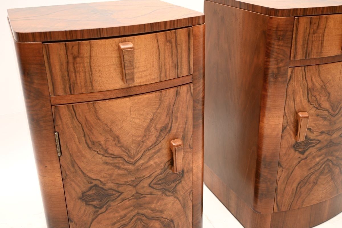Pair Of Art Deco Walnut Bedside Cabinets. photo for sale