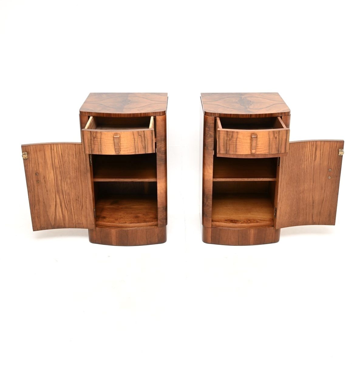Pair Of Art Deco Walnut Bedside Cabinets. photo 1625.0