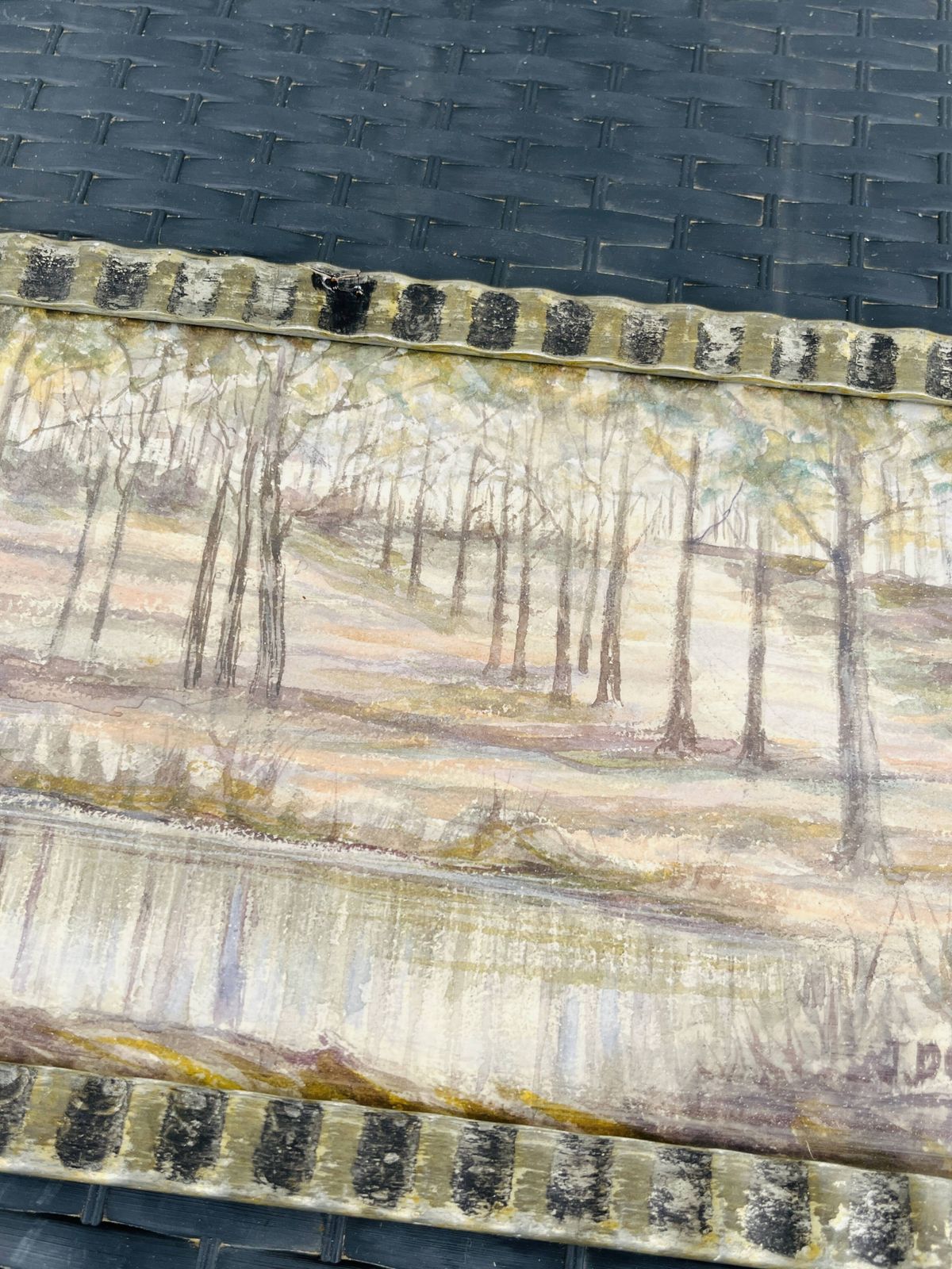 Belgische aquarel – Vijver in het bos bij Chevetogne, gesigneerd J. Dupont photo for sale