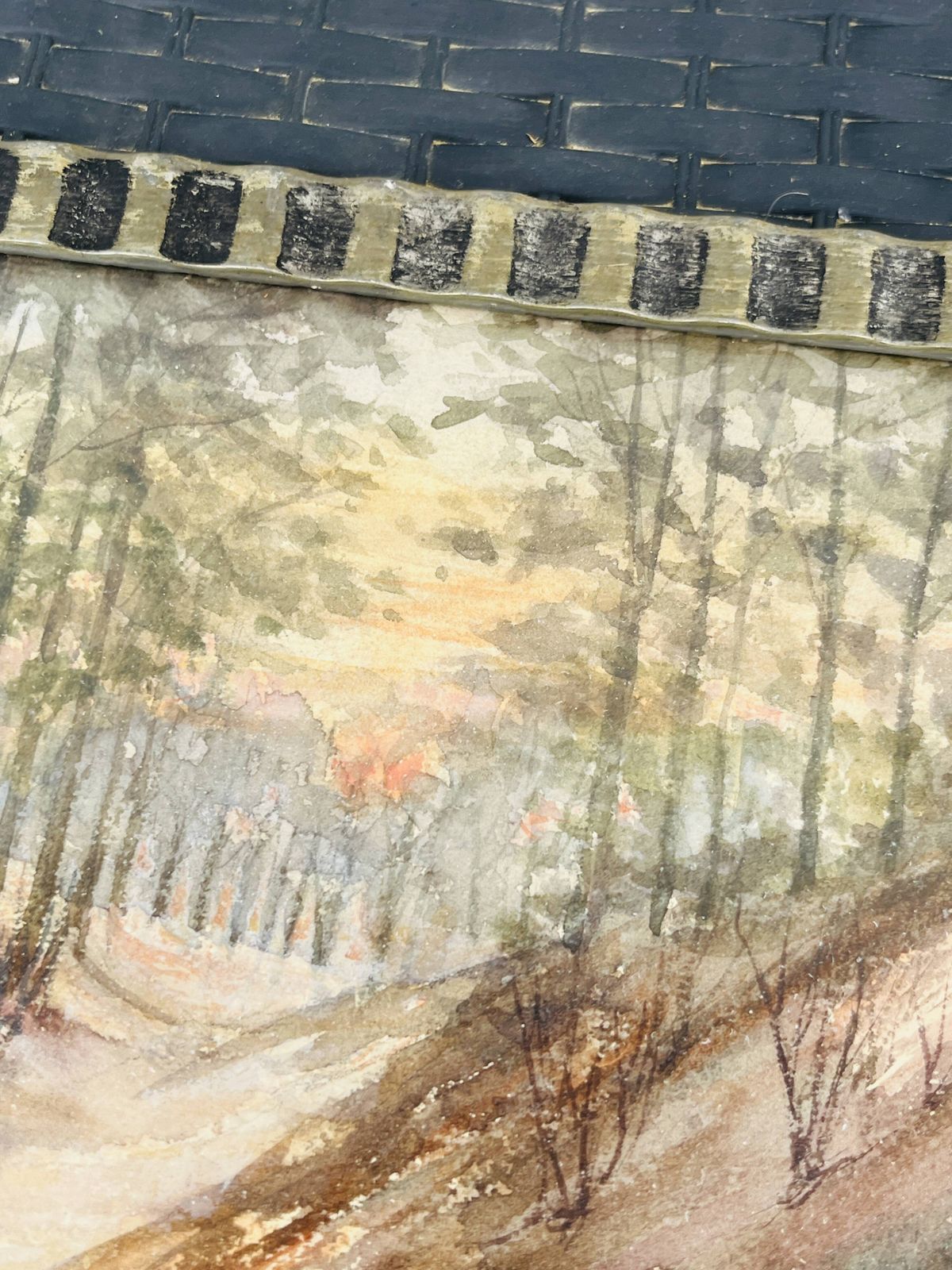 Belgische aquarel – Zonsondergang in Houffalize, gesigneerd J. Dupont photo for sale