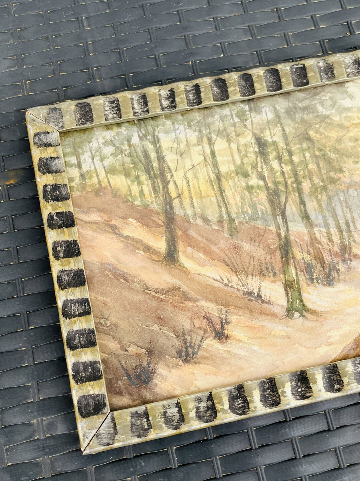 Kunst Belgische aquarel – Zonsondergang in Houffalize, gesigneerd J. Dupont photo
